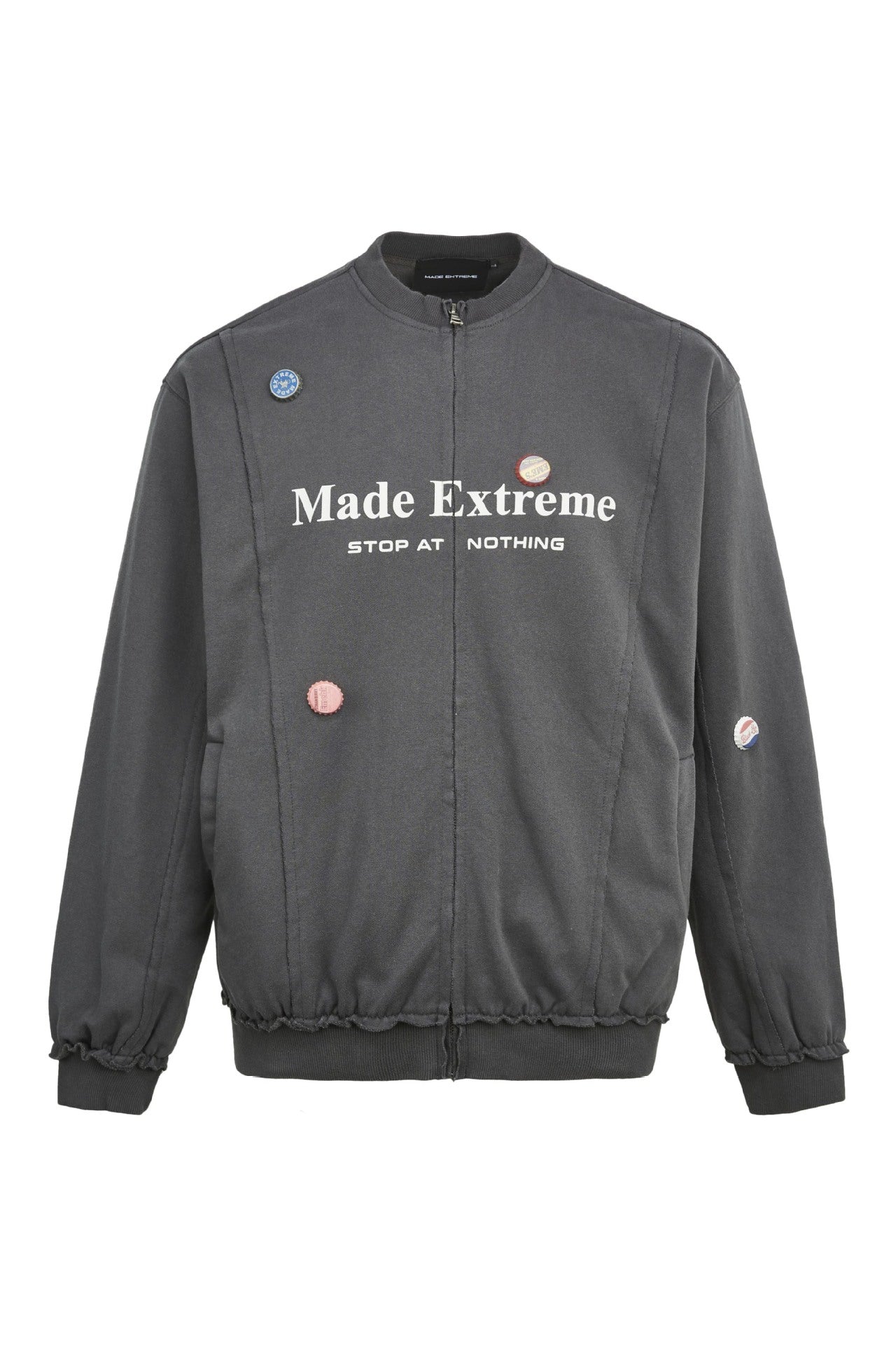 DIY Bottle Cap Accessories Niche Sweatshirt American Street Style Patchwork Zipper Jacket Sweatshirt for Men and Women