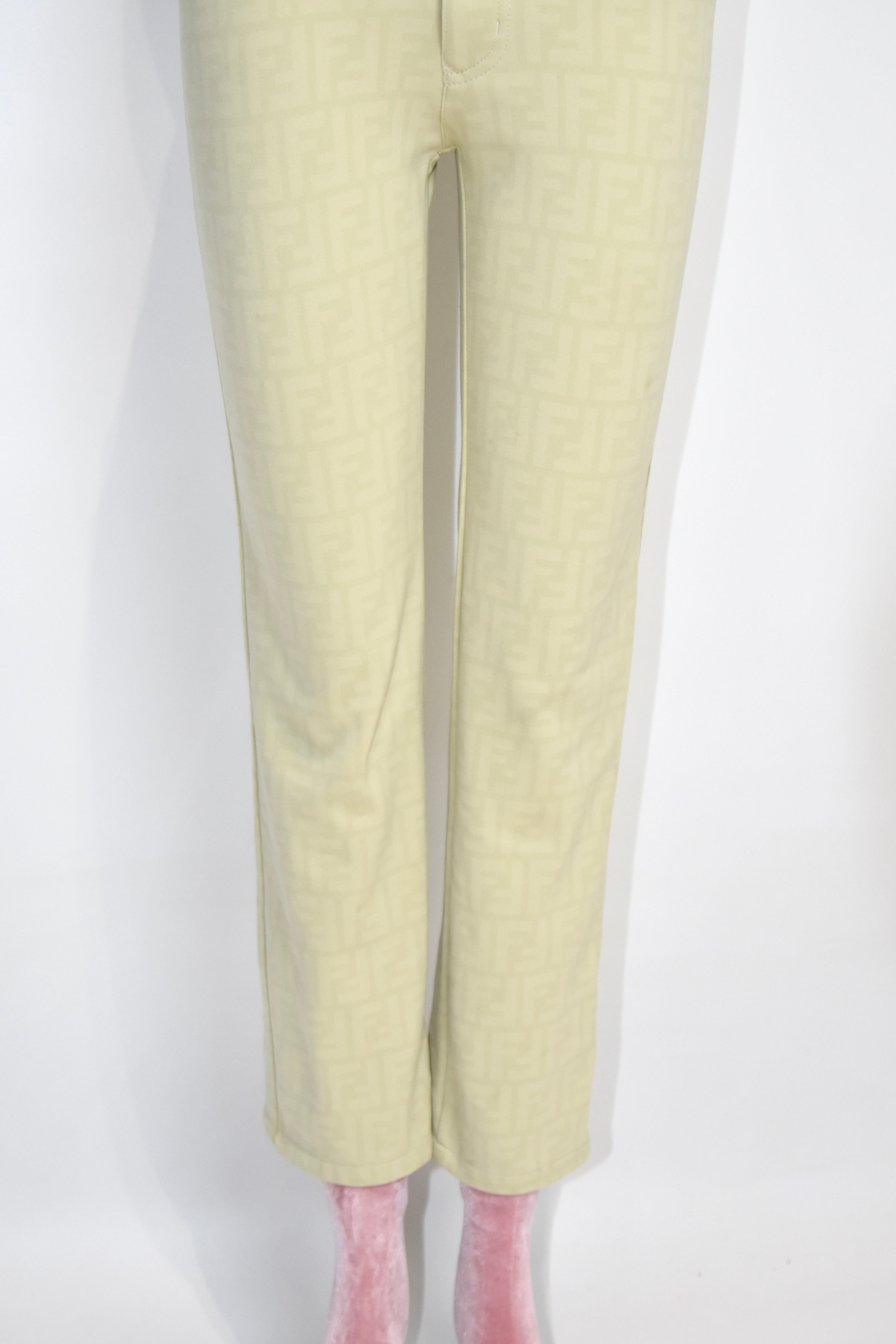 FENDI Vintage FF Monogram Jacquard Pants – Beige – Women’s W29 – Made in Italy（Early 2000s / Straight Fit）
