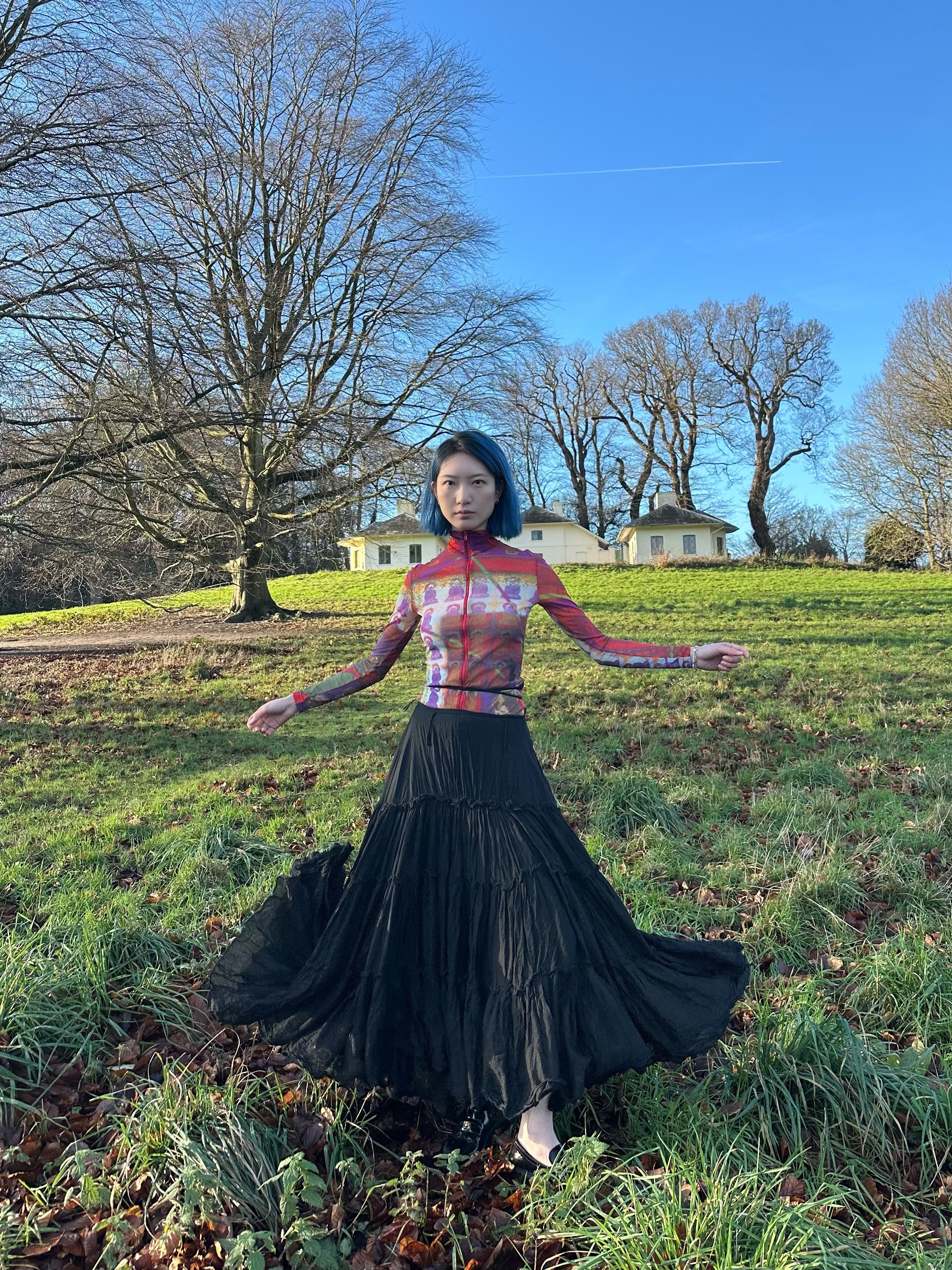 Jean Paul Gaultier Black Tiered Maxi Skirt