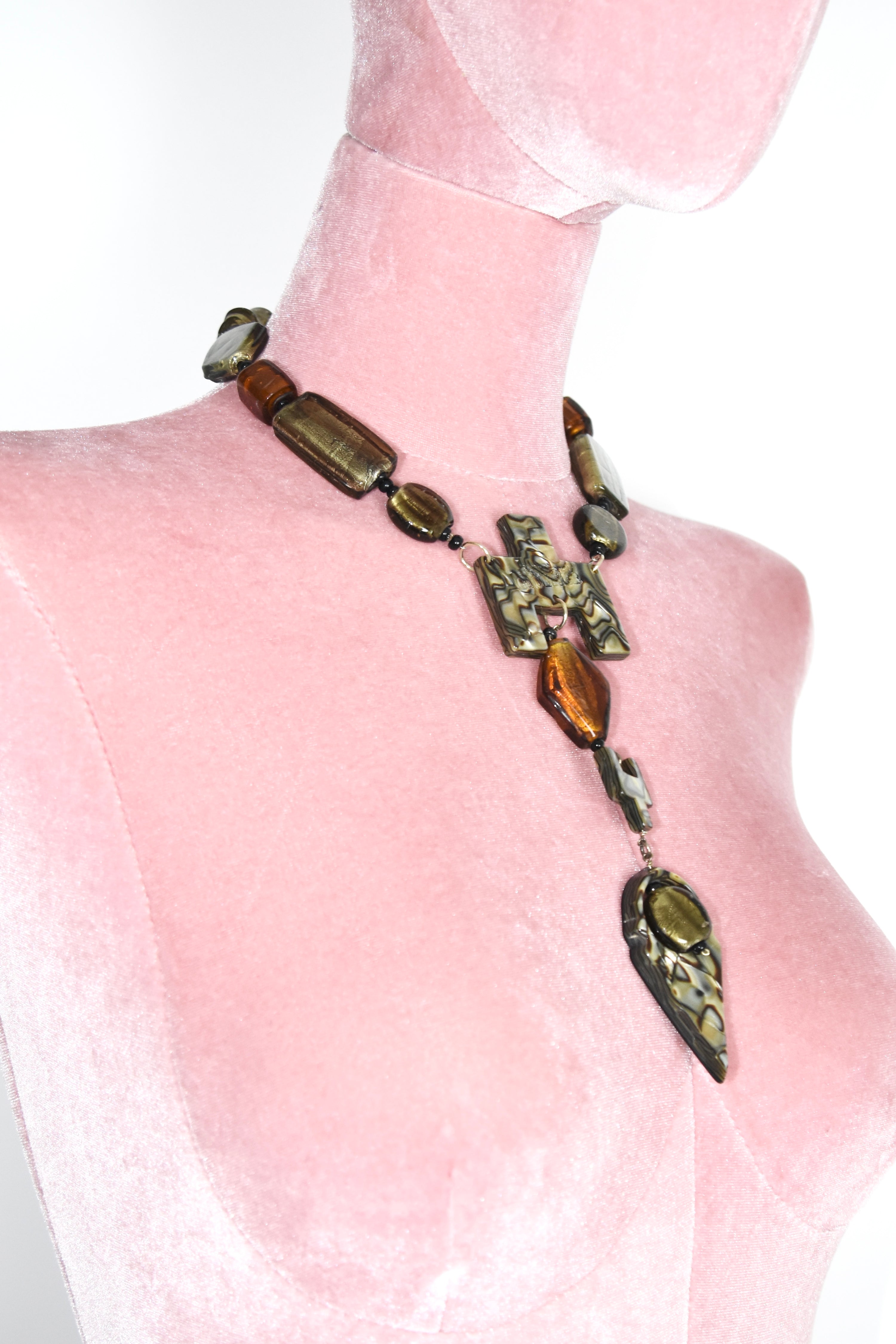 Jean Paul Gaultier Vintage Religious Shell Statement Necklace – Sculptural Cross Pendant Rare Archive Piece