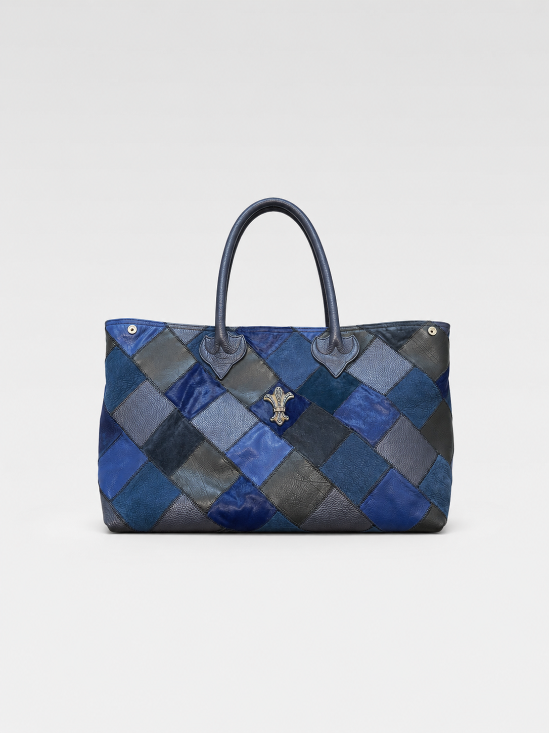 Chrome Hearts Art Basel VIC Exclusive Patchwork Tote Bag Navy Leather Archive Bag Rare Collector Piece