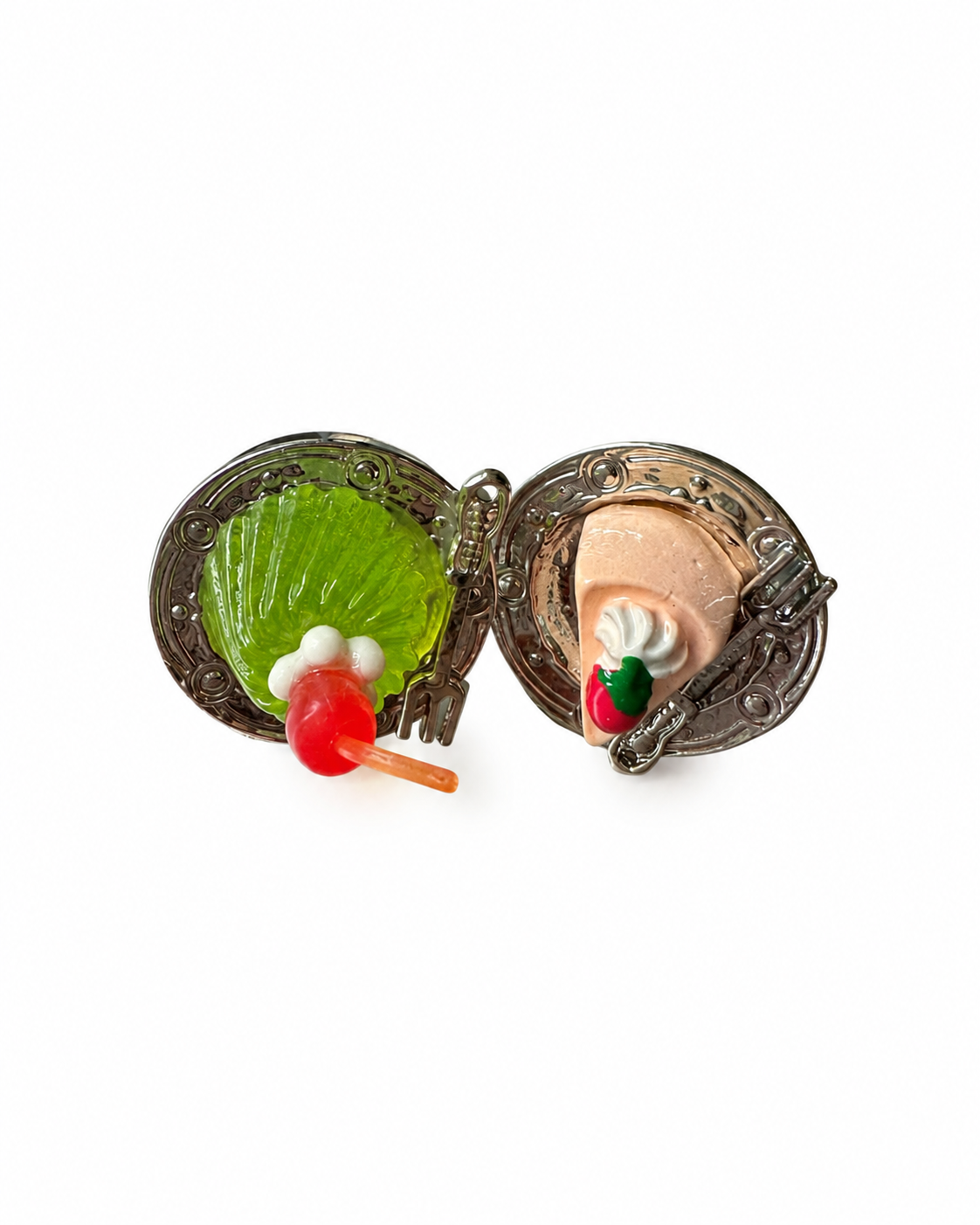 Creative Cake & Dragon Ring Set – 3-Piece Silver-Tone Statement Rings