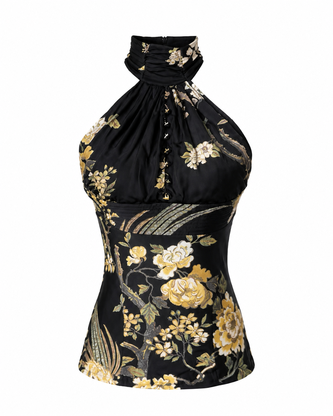Roberto Cavalli FW 2006 Runway Floral Print Silk Halter Top
