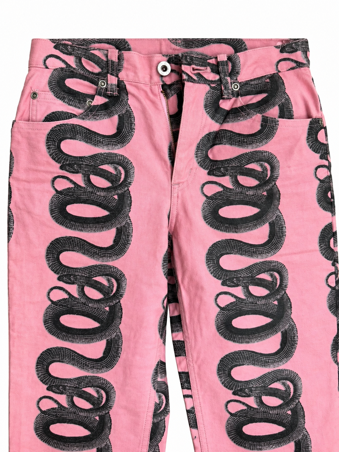 Hysteric Glamour Vintage Pink Snake Print Denim Jeans