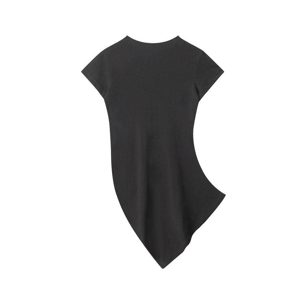 Slim Fit Bodycon Short Sleeve T Women's Solid Color Slim Fit Regular Shoulder Versatile Summer Base Shirt Top