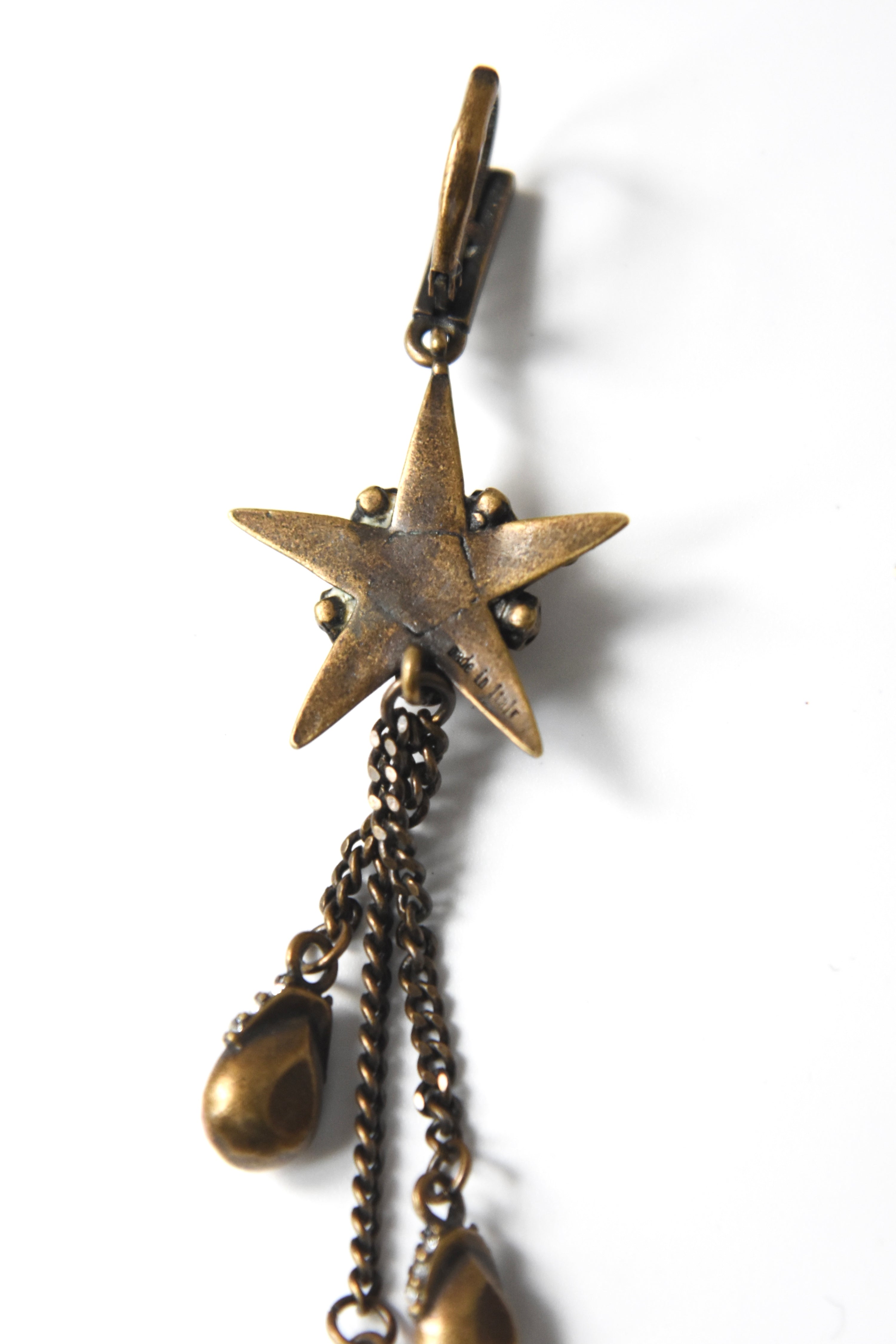 Alexander McQueen Ruby Crystal Star Drop Earrings – Rare Vintage Gothic Archive Piece