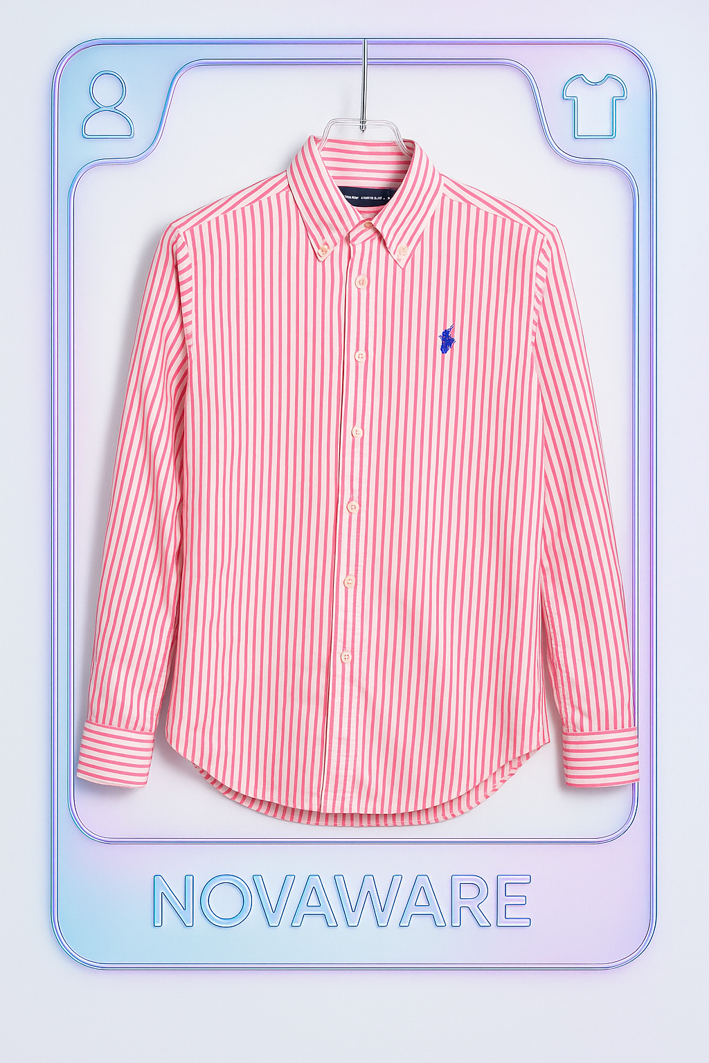 Ralph Lauren Pink White Striped Cotton Button-Down Shirt Women’s Custom Fit Preppy Oxford Blouse