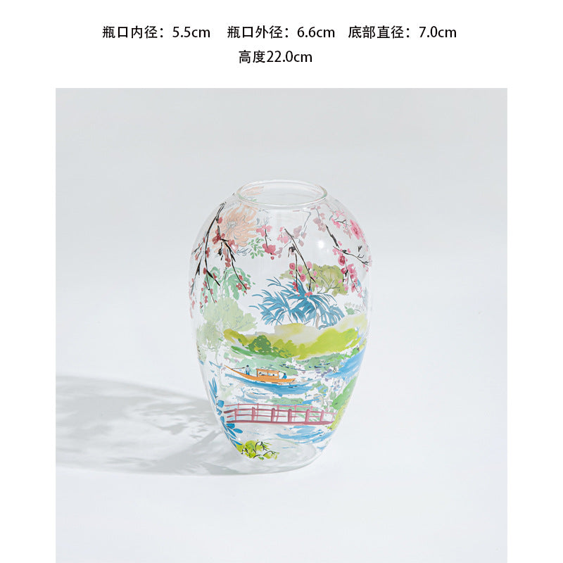 Decor“Jiangnan Spring”Shop Owner's Private Collection Vase Venice Collection Glass Ornament Living Room New Chinese Style