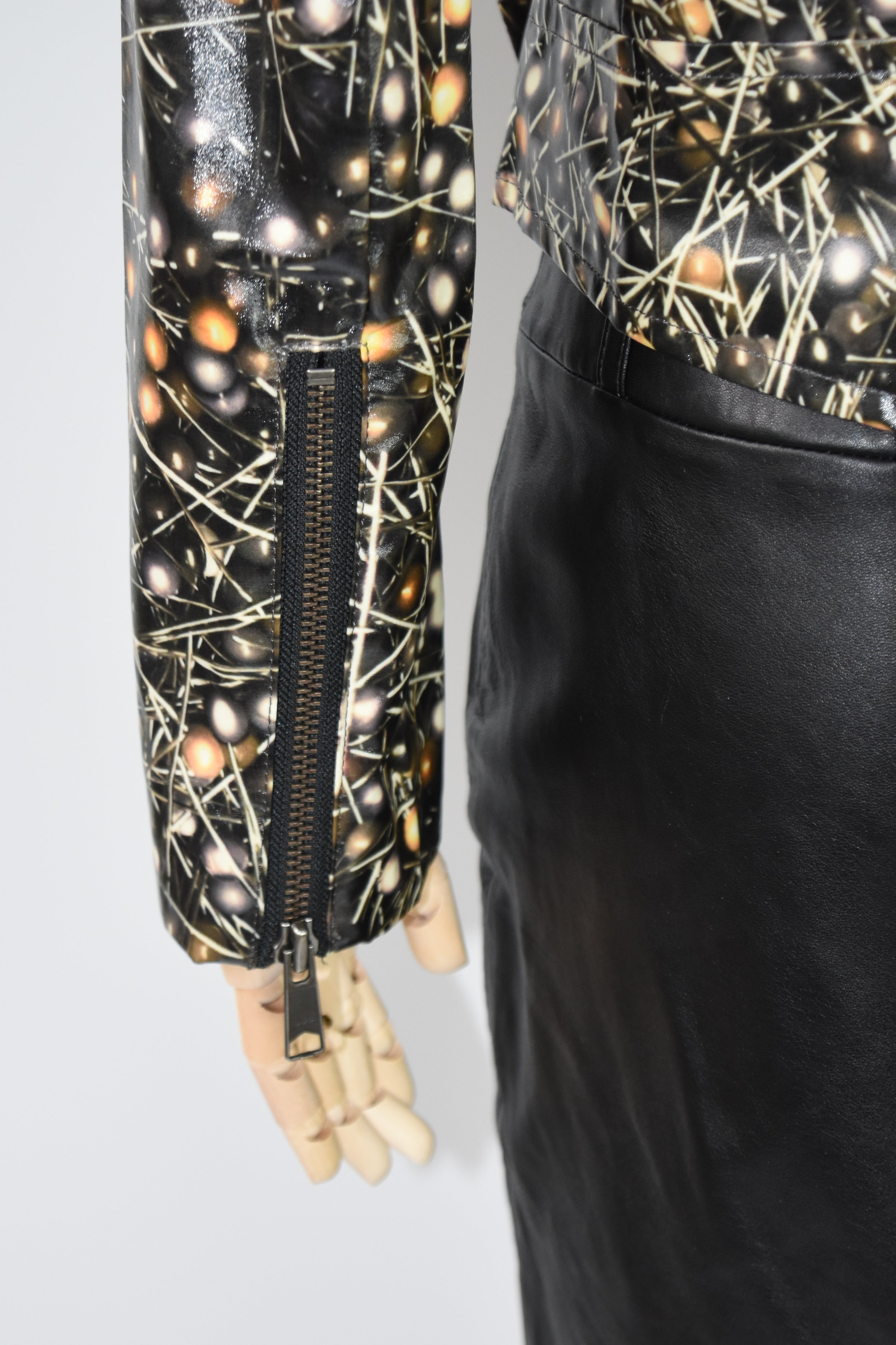 Jean Paul Gaultier for Sept Premières “Abstract Atomic Print” Moto Jacket – Women’s Size 38 (Brand New)