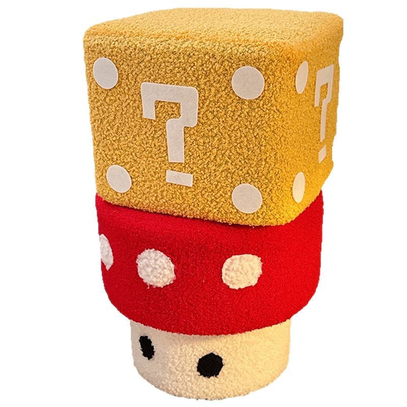 Plush Mushroom Small Stool Low Stool Living Room Sofa Coffee Table Stool Sitting Cushion Shoe Changing Creative Cute Children's Stool