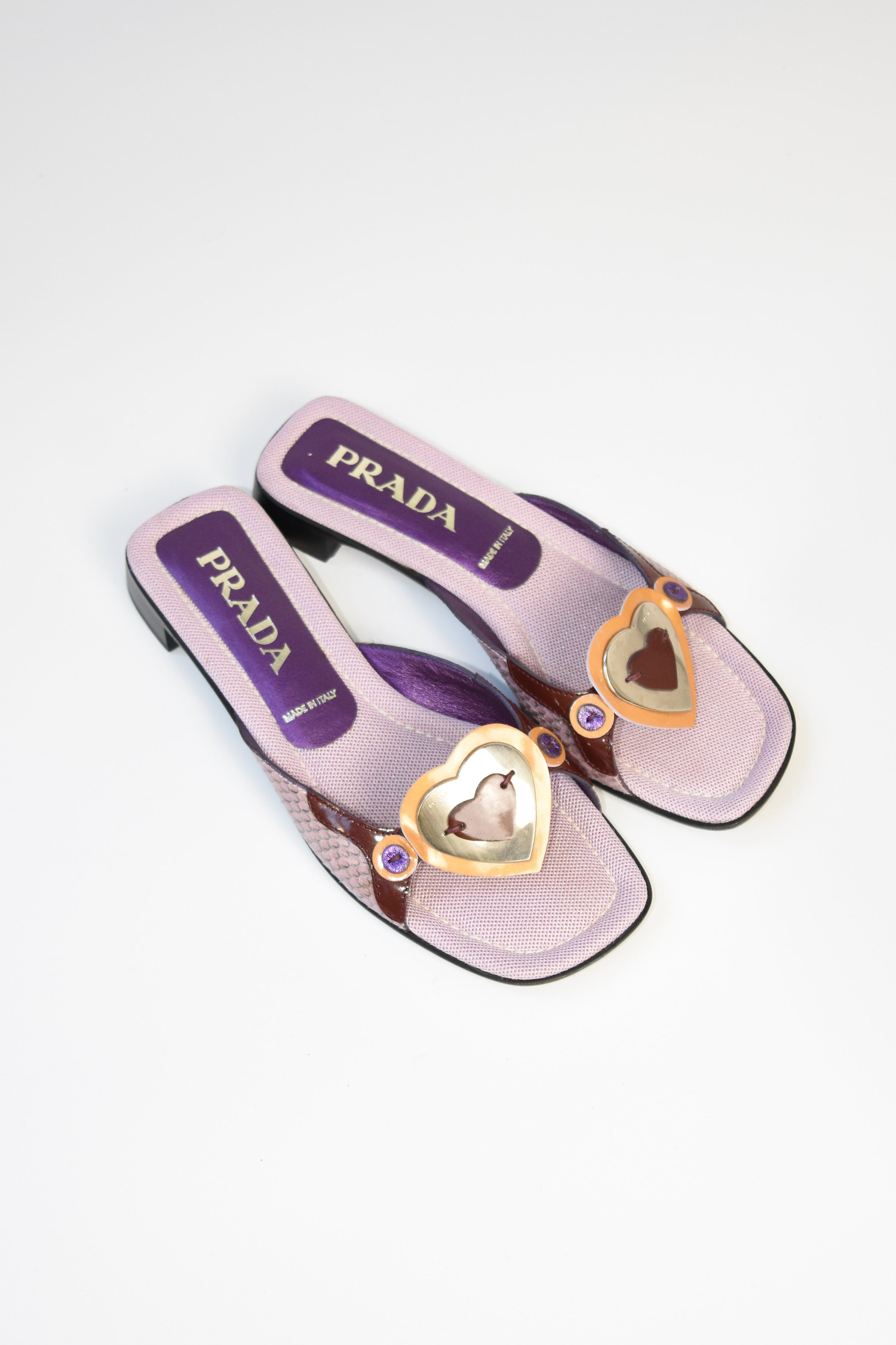 Prada Vintage Heart Icon Sandals in Purple