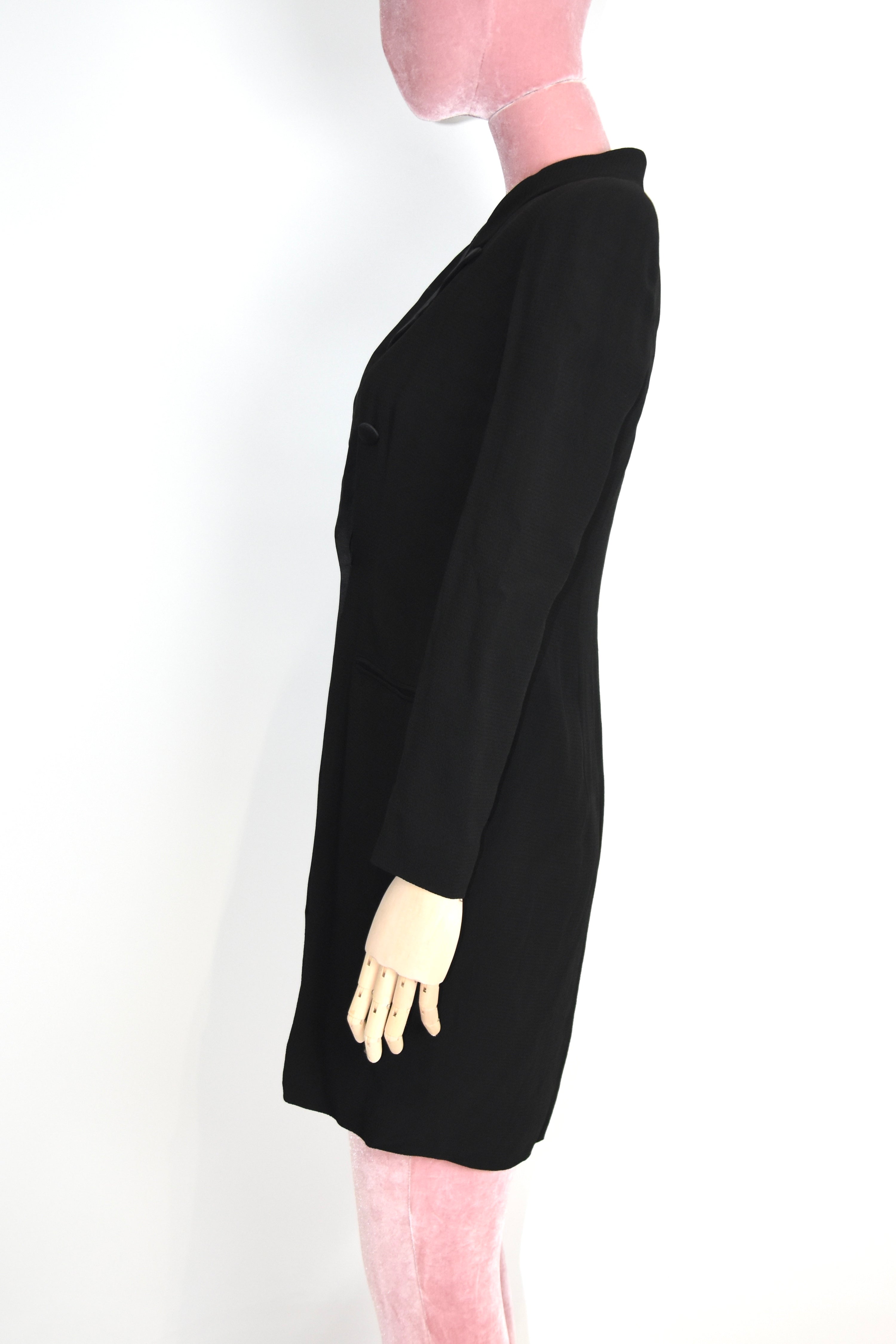 Giorgio Armani Double-Breasted Tailored Blazer Dress – Black Minimalist Power Suit Archive Piece