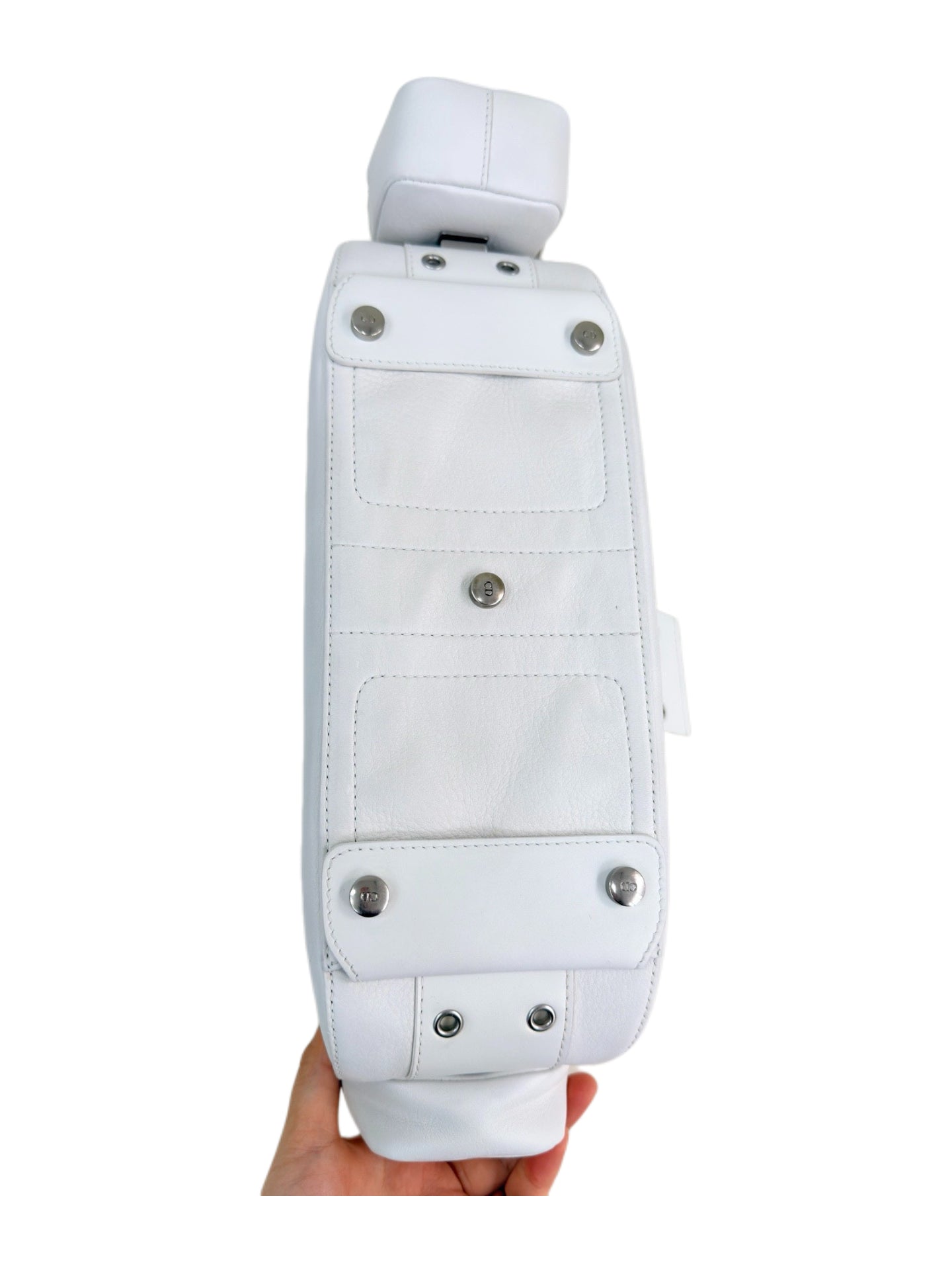 CHRISTIAN DIOR BY JOHN GALLIANO White Leather Four-Pocket Punk Shoulder Bag / Underarm Bag