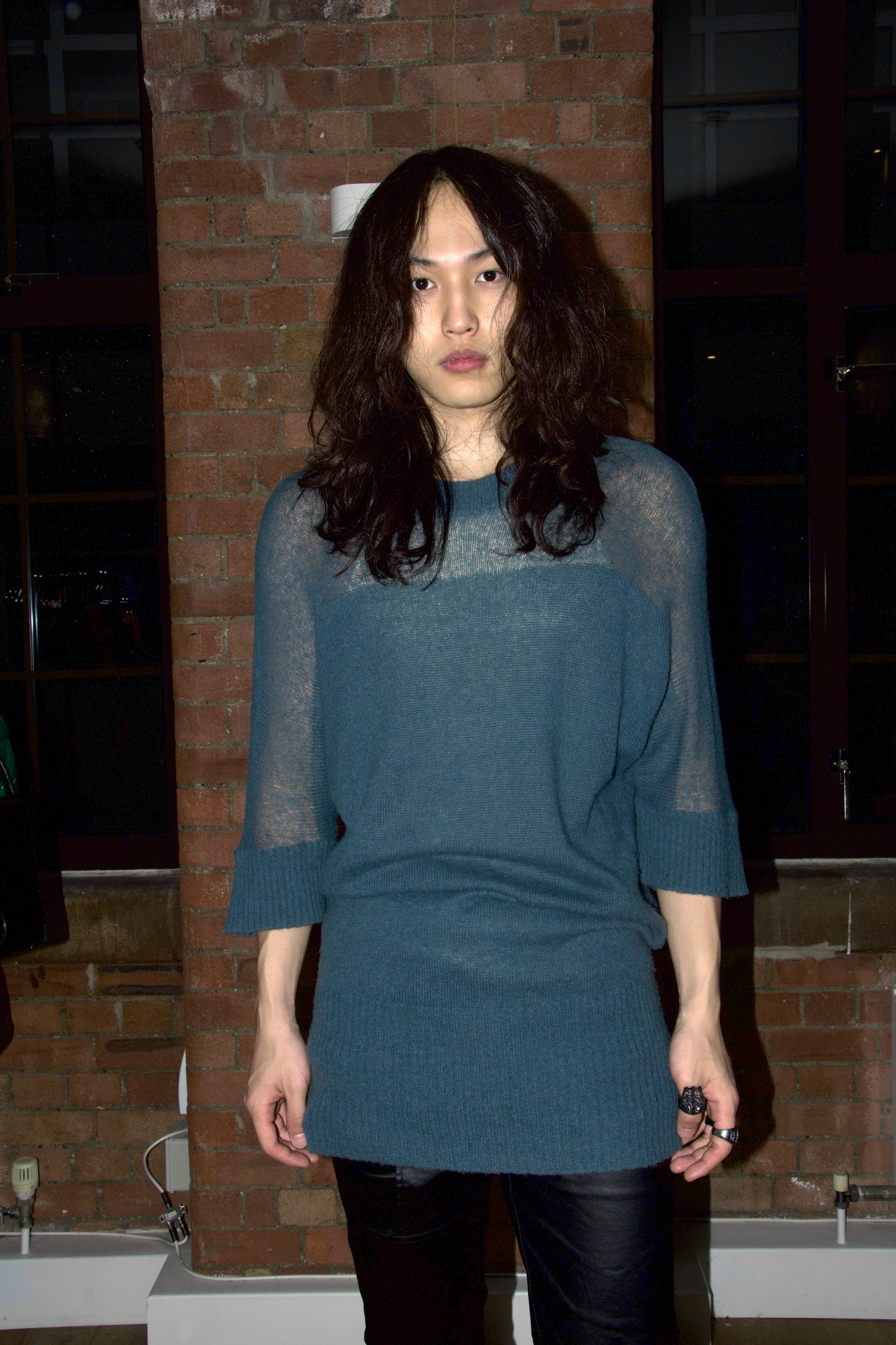 MM6 Draped Mist-Blue Knit Dress – WATER 水