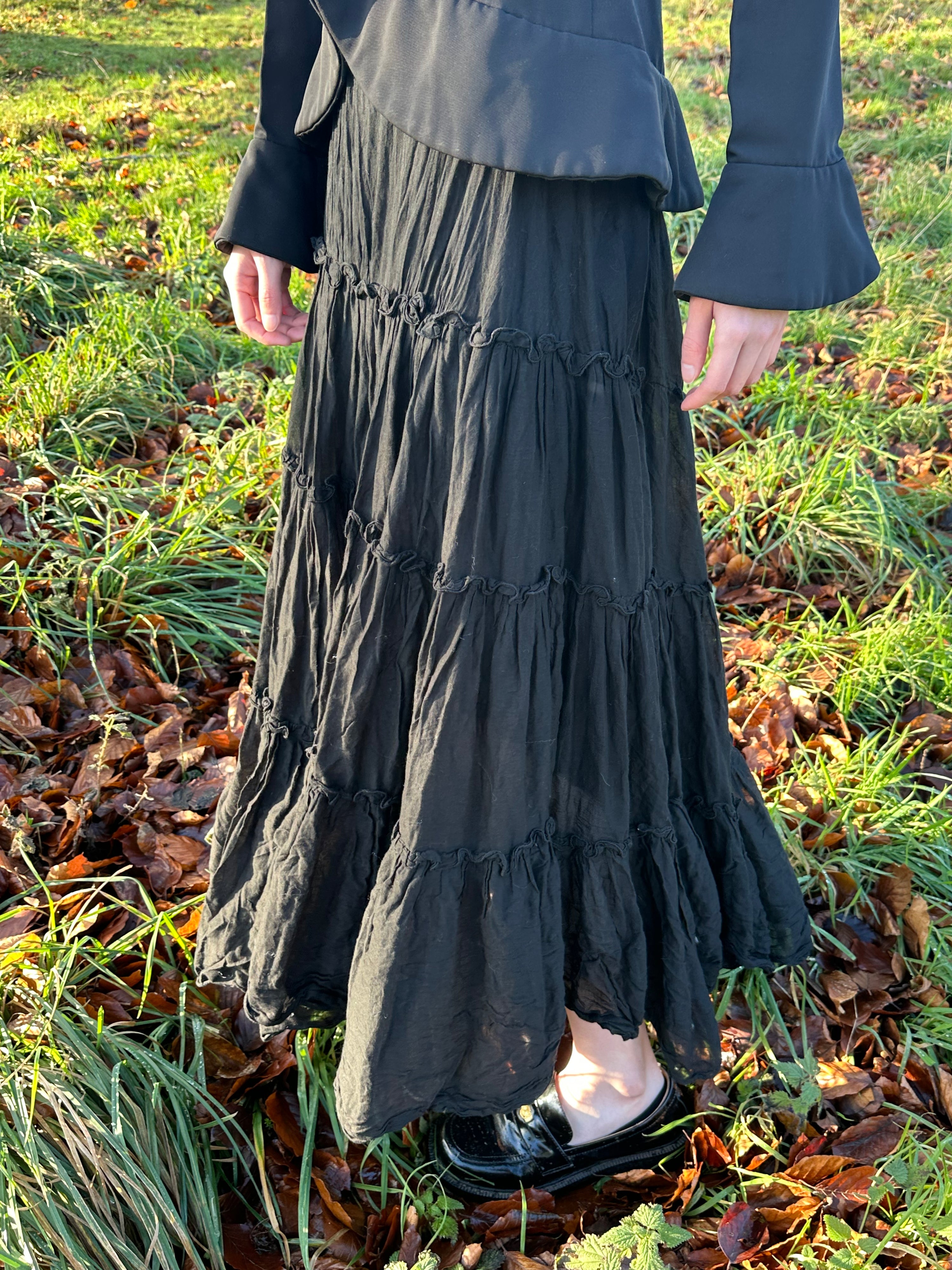 Jean Paul Gaultier Black Tiered Maxi Skirt
