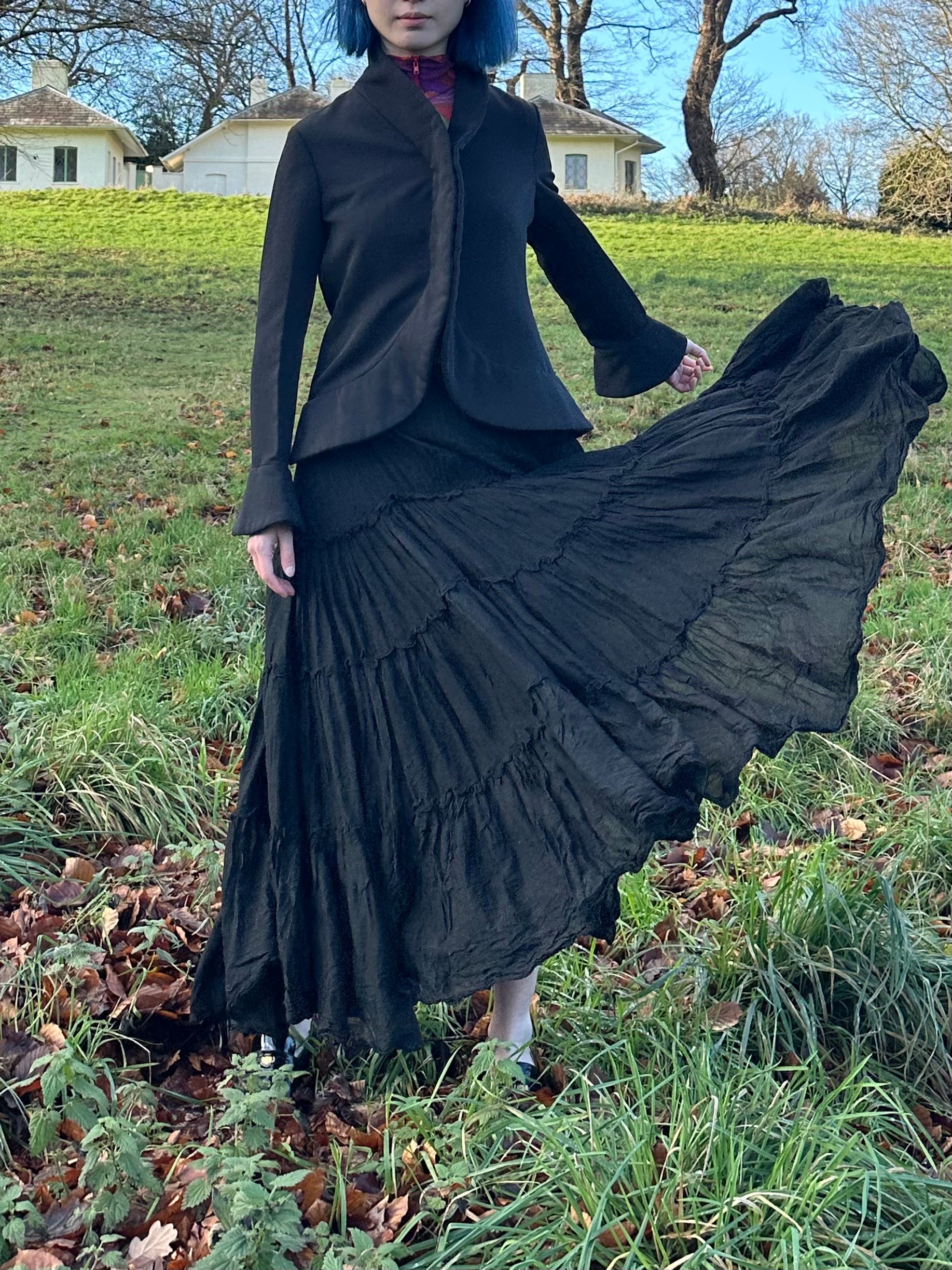 Jean Paul Gaultier Black Tiered Maxi Skirt