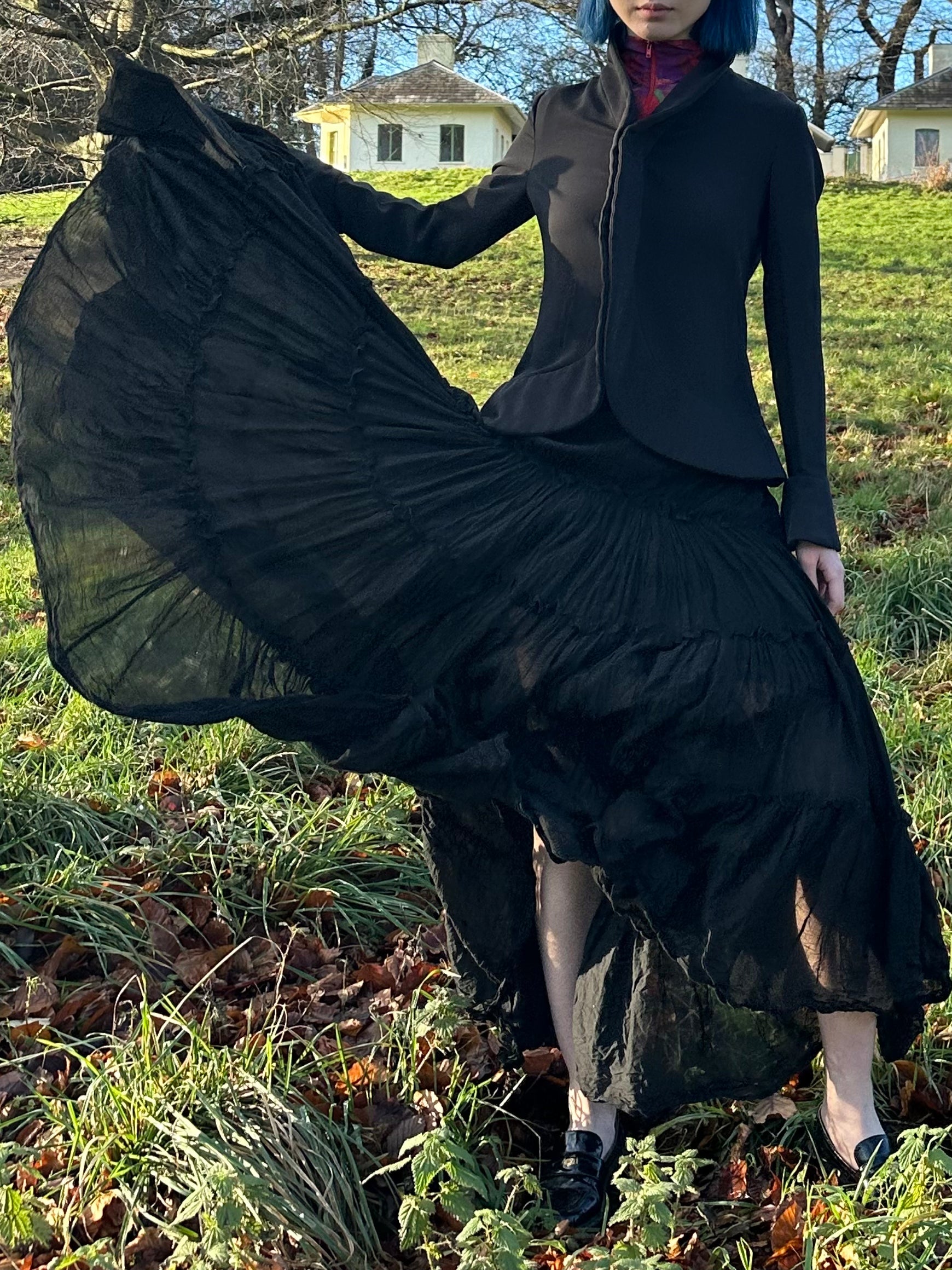 Jean Paul Gaultier Black Tiered Maxi Skirt