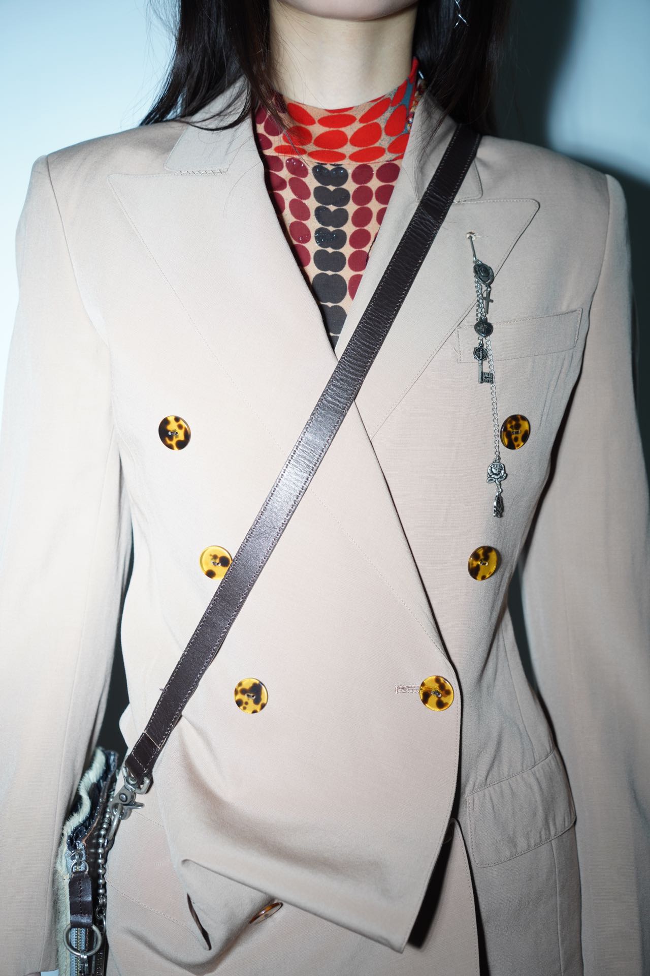 Jean Paul Gaultier Asymmetric Draped Blazer with Silver Pendant