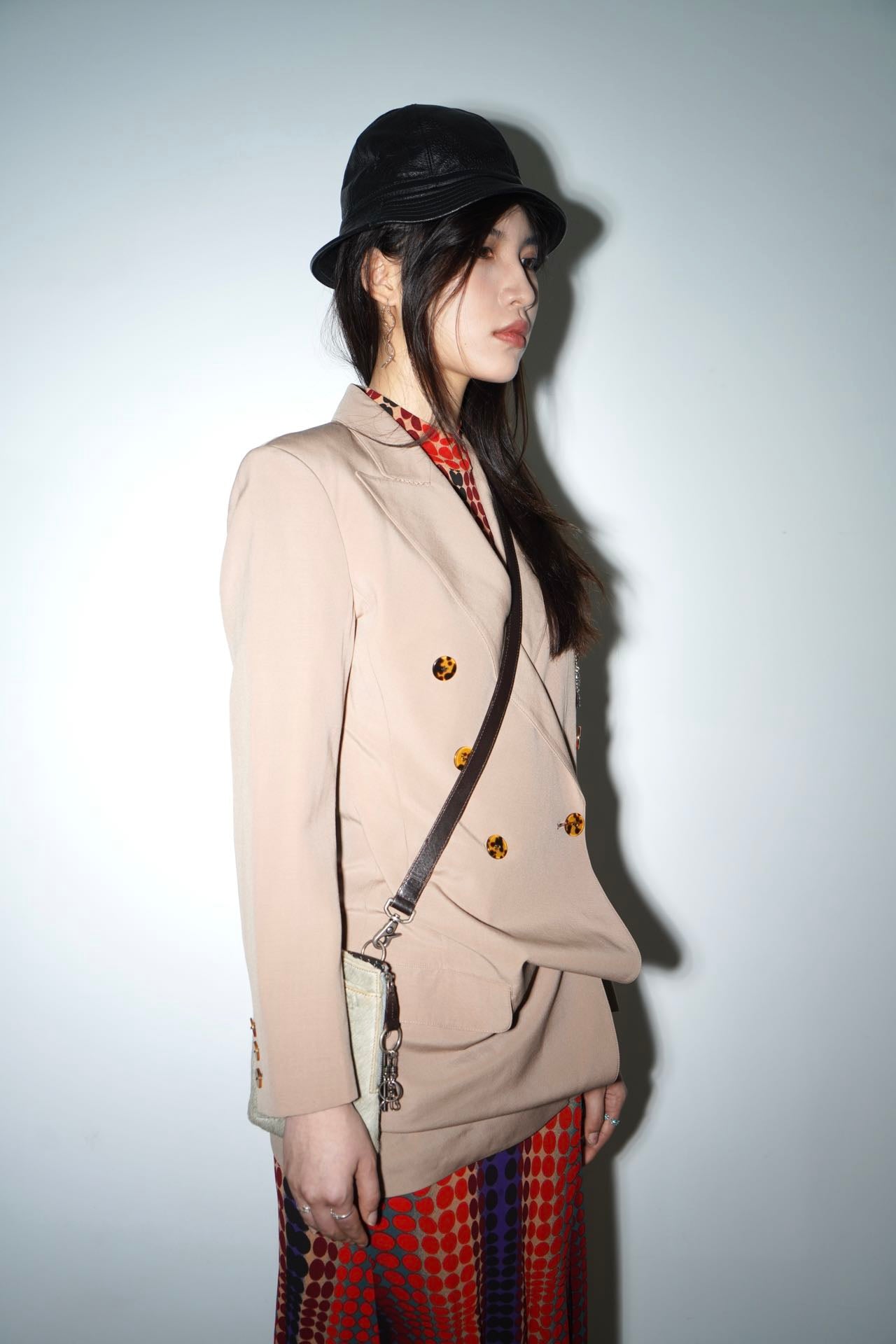 Jean Paul Gaultier Asymmetric Draped Blazer with Silver Pendant