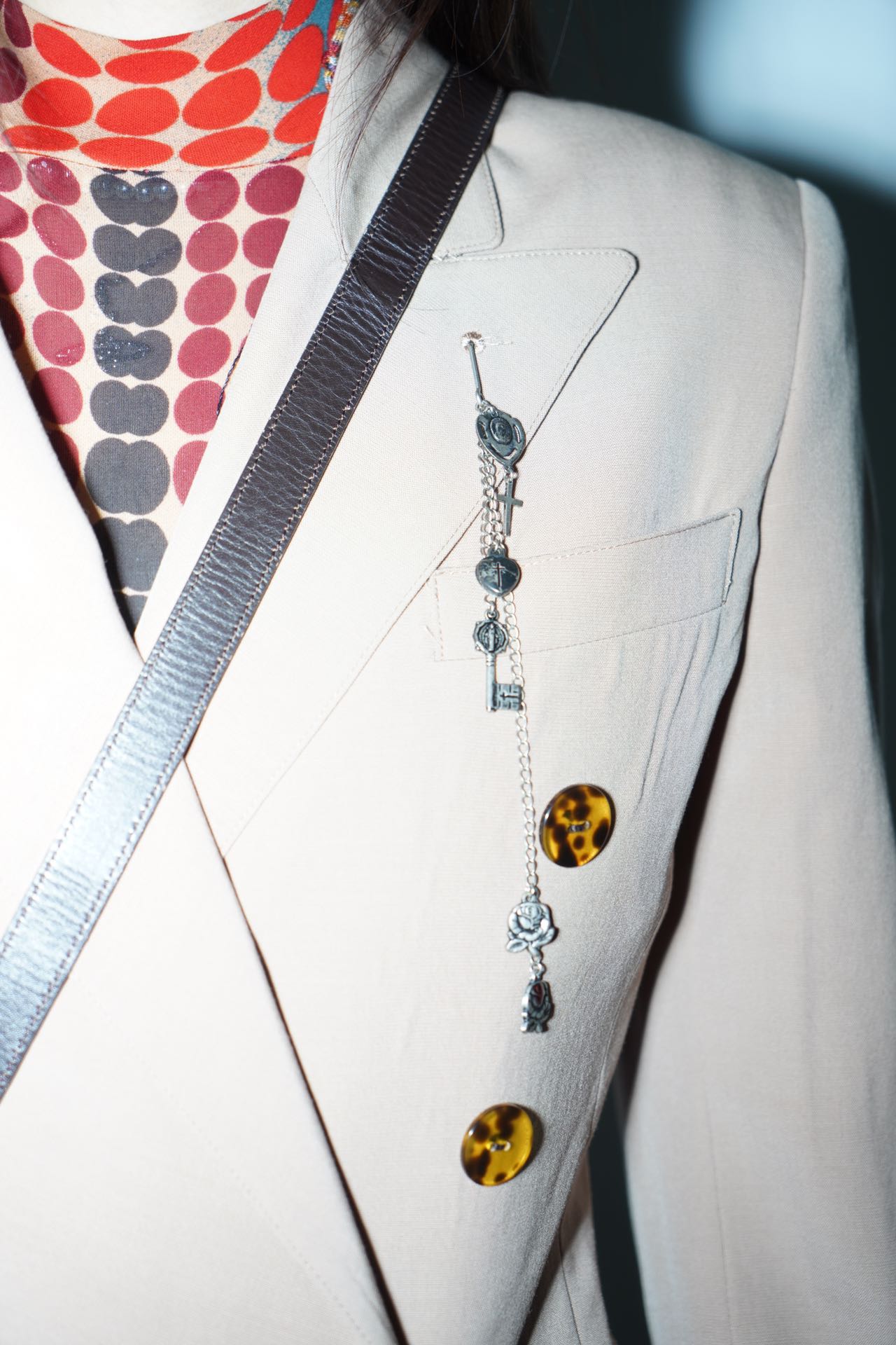 Jean Paul Gaultier Asymmetric Draped Blazer with Silver Pendant