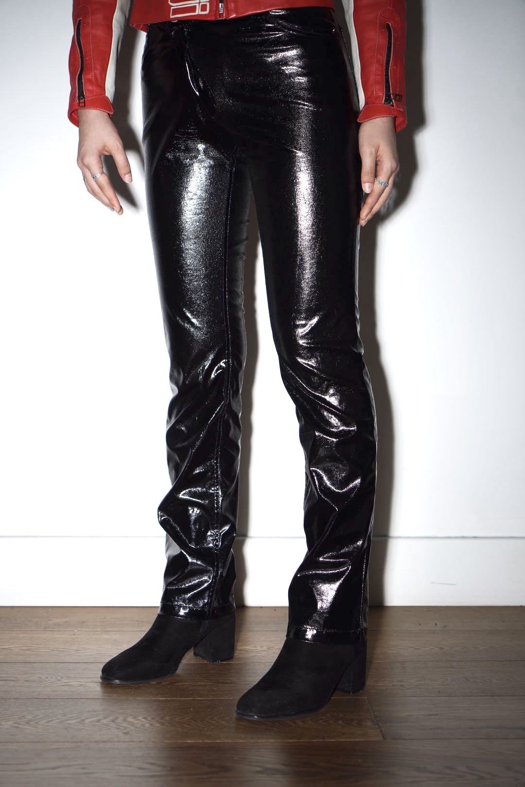 Ottolinger Black Glossy Asymmetric Waistband Trousers