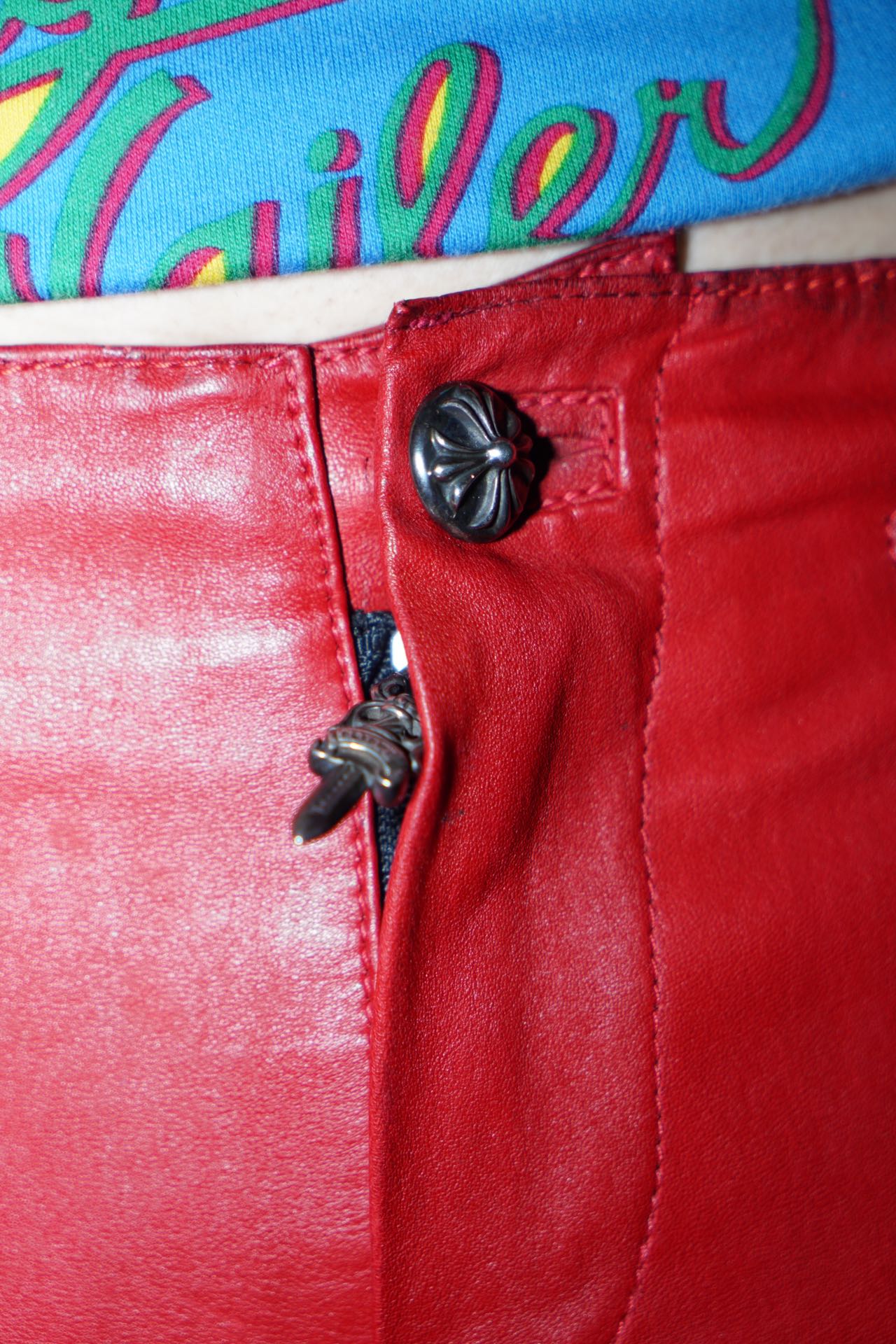 Chrome Hearts Ultra-Rare Red Full Leather Pants