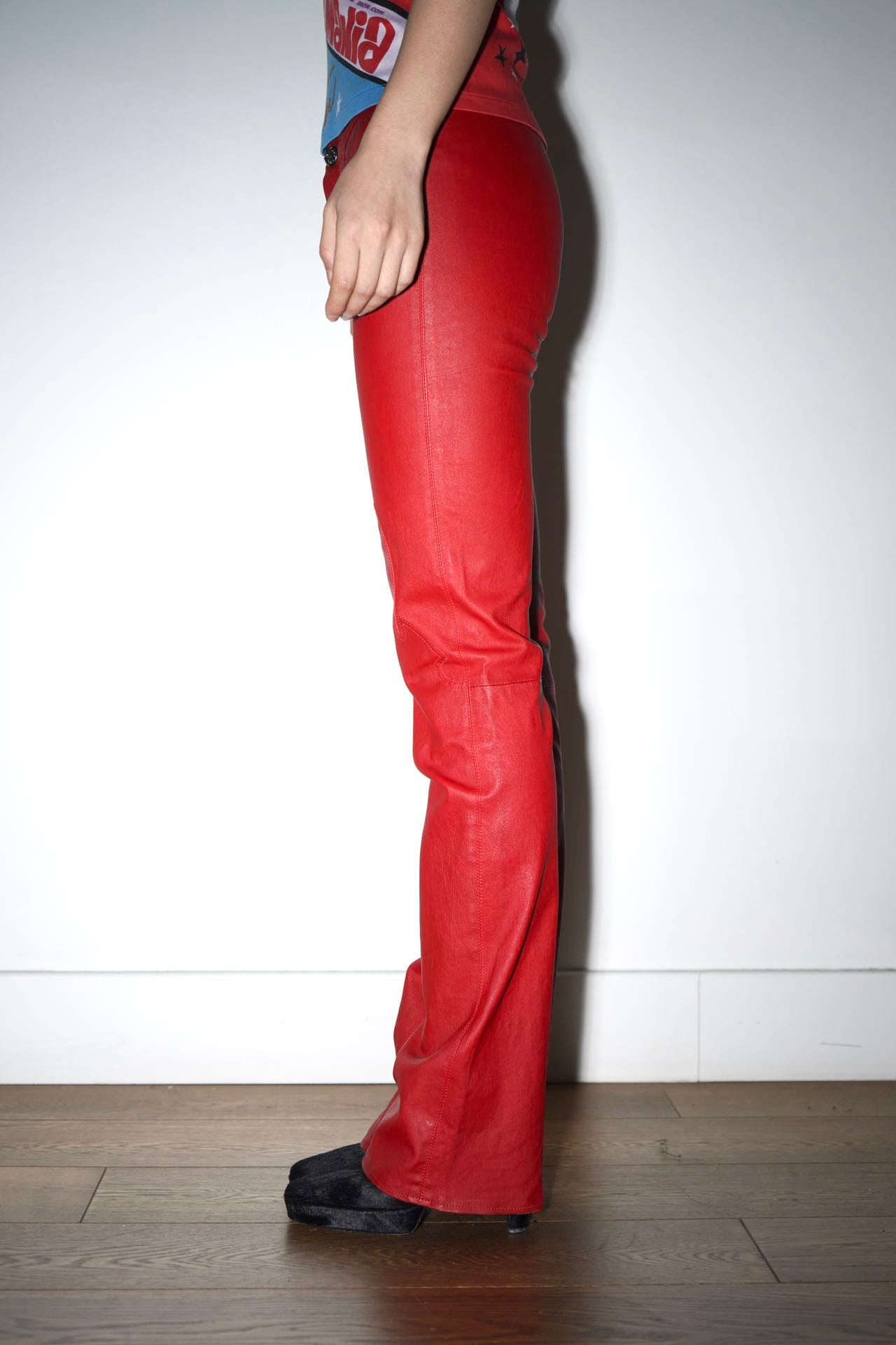 Chrome Hearts Ultra-Rare Red Full Leather Pants