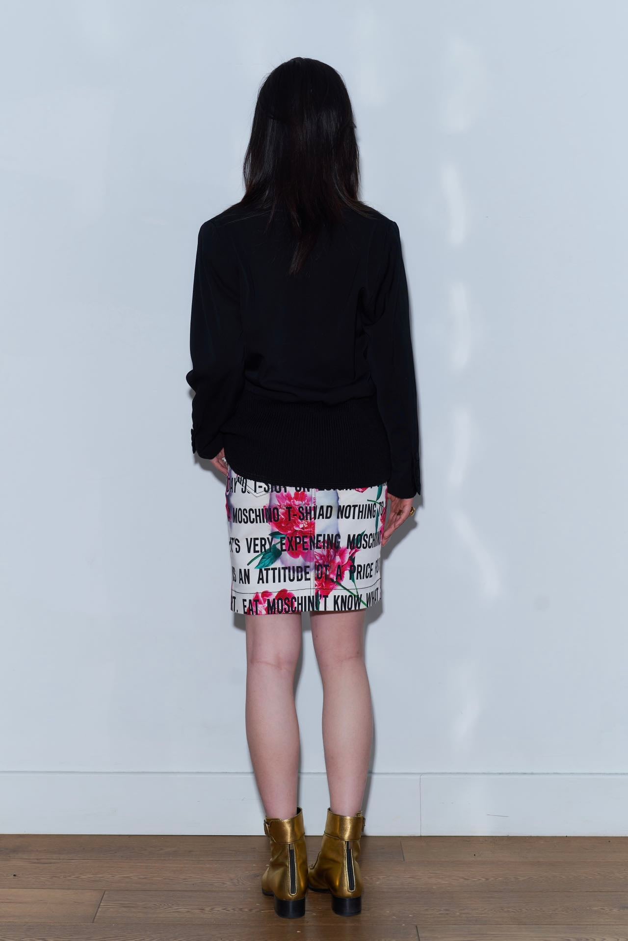 Jean Paul Gaultier Draped Silk Collar Knit-Hem Jacket
