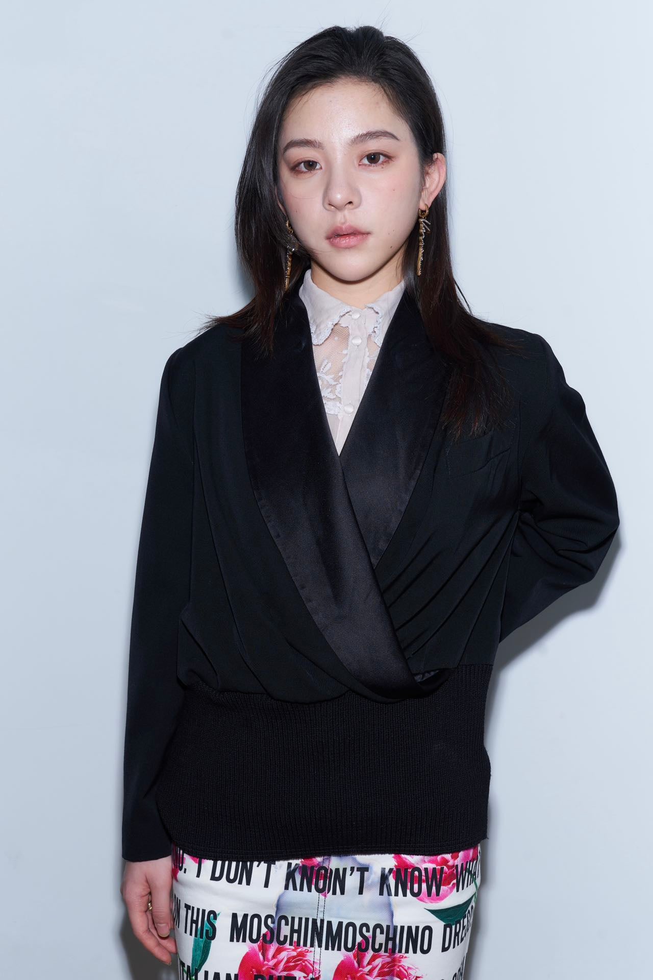 Jean Paul Gaultier Draped Silk Collar Knit-Hem Jacket