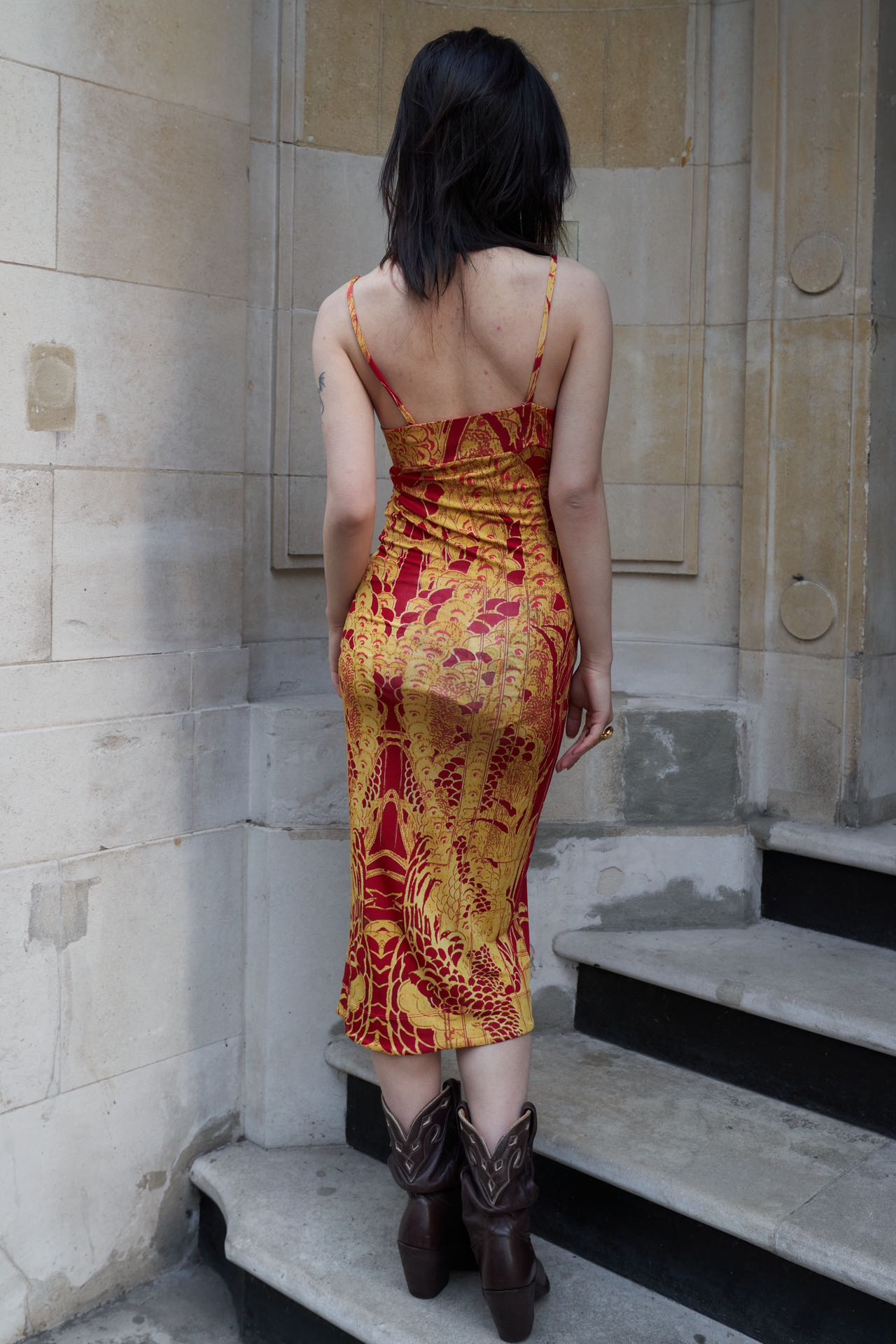 Roberto Cavalli Just Cavalli Gold Baroque Dress