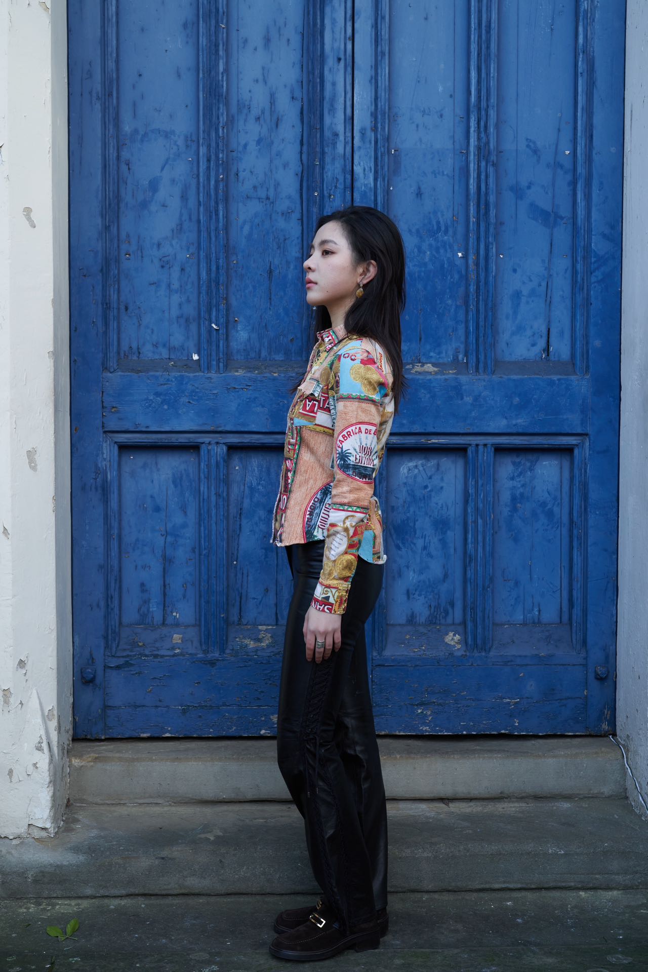 Christian Dior S/S 2002 “Rasta” Postcard-Print Denim Shirt