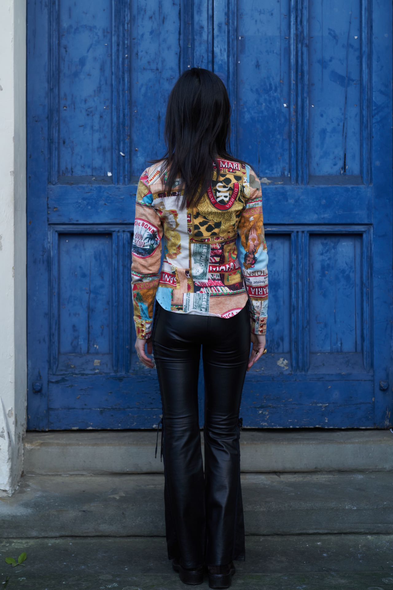 Christian Dior S/S 2002 “Rasta” Postcard-Print Denim Shirt