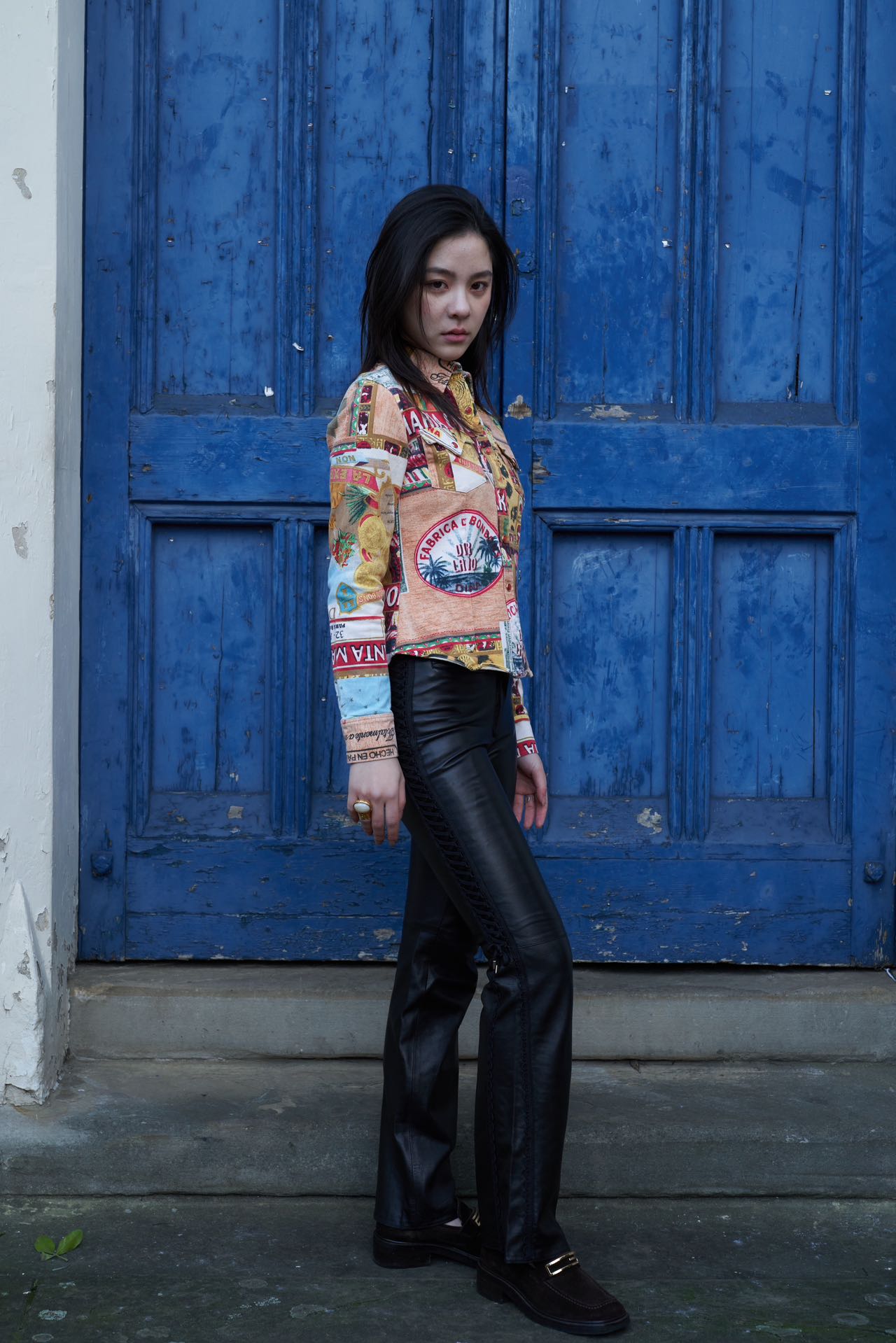 Christian Dior S/S 2002 “Rasta” Postcard-Print Denim Shirt