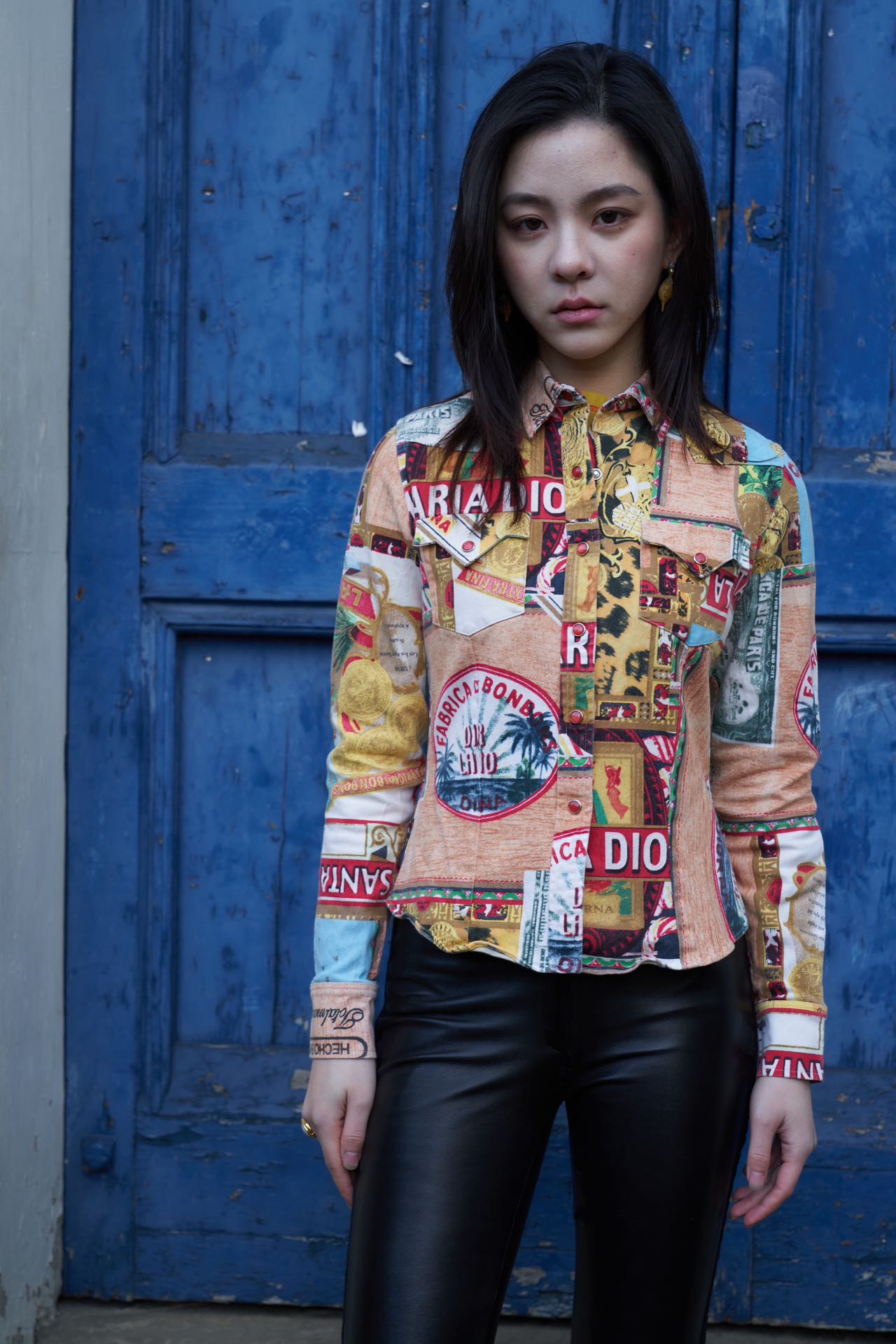 Christian Dior S/S 2002 “Rasta” Postcard-Print Denim Shirt