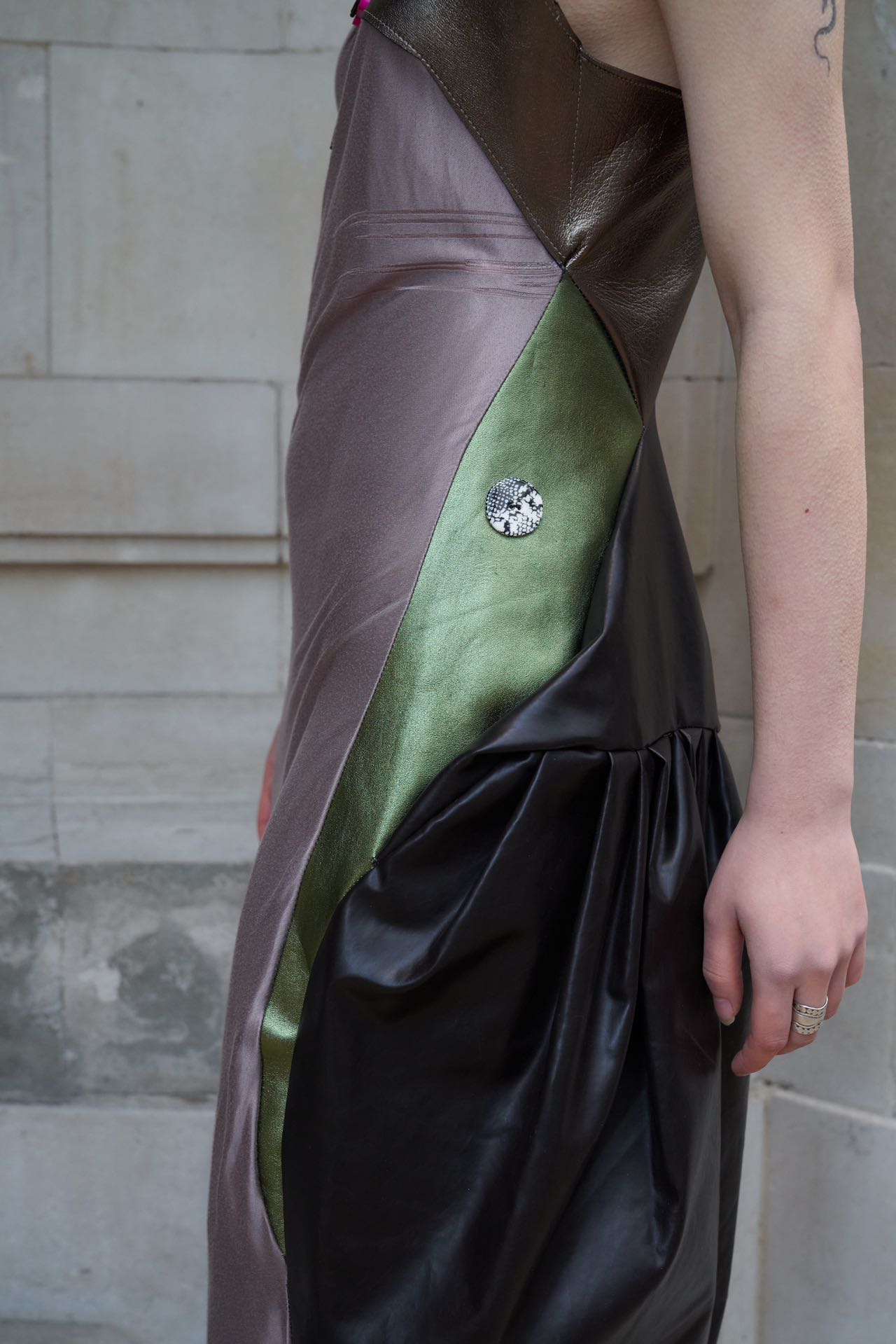 YAONOVA Iridescent Silk Jersey Cutout Panelled Jumpsuit