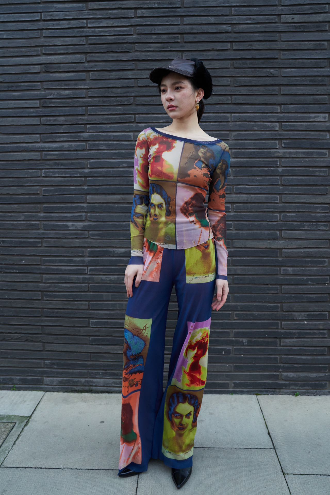 Jean Paul Gaultier S/S 2002 “Portrait Print” Mesh Trousers
