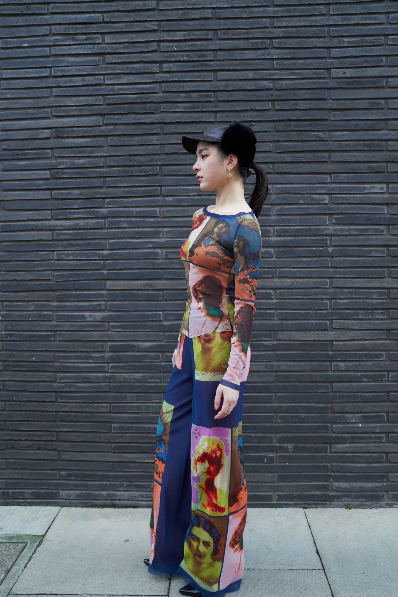 Jean Paul Gaultier S/S 2002 “Portrait Print” Mesh Trousers