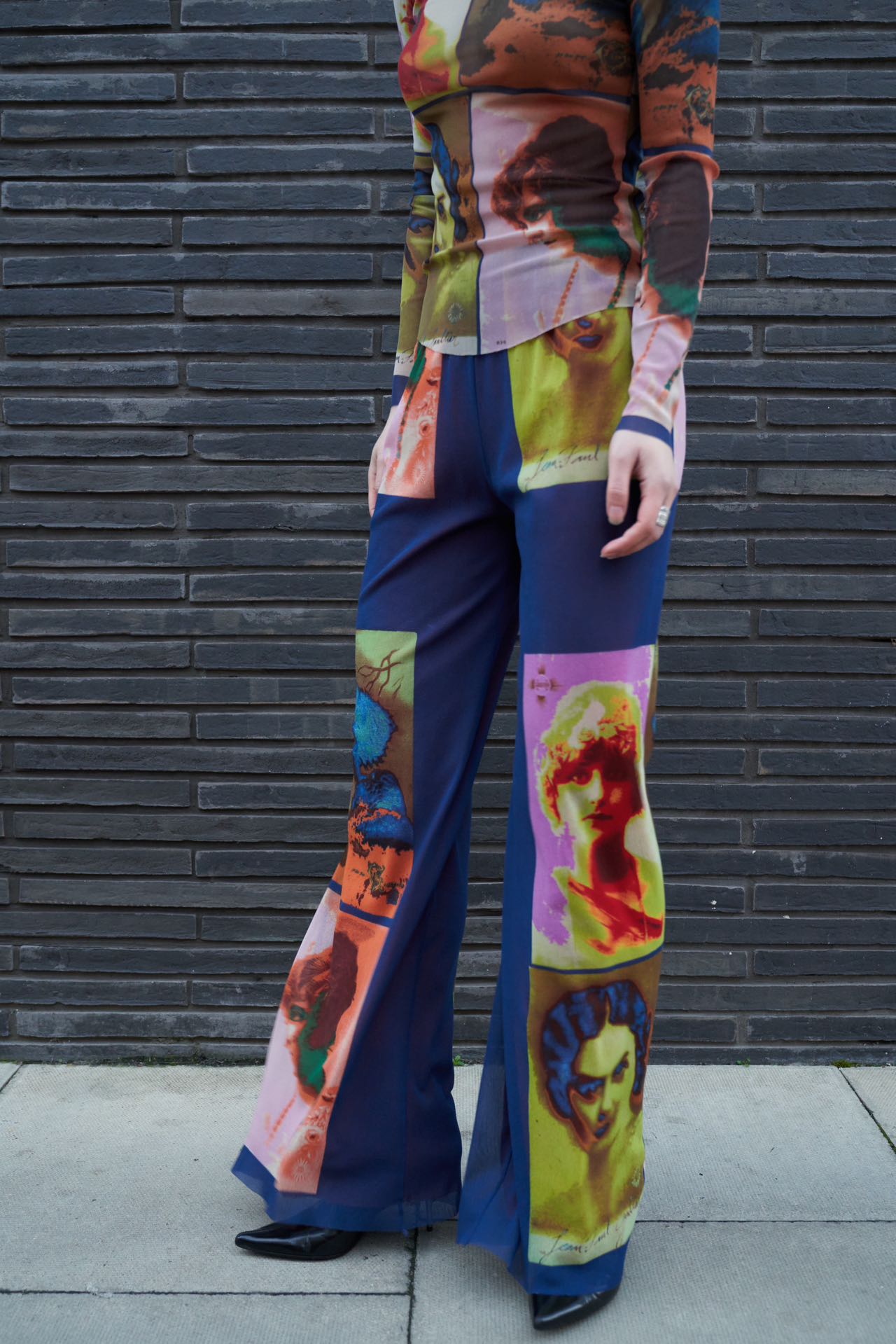 Jean Paul Gaultier S/S 2002 “Portrait Print” Mesh Trousers