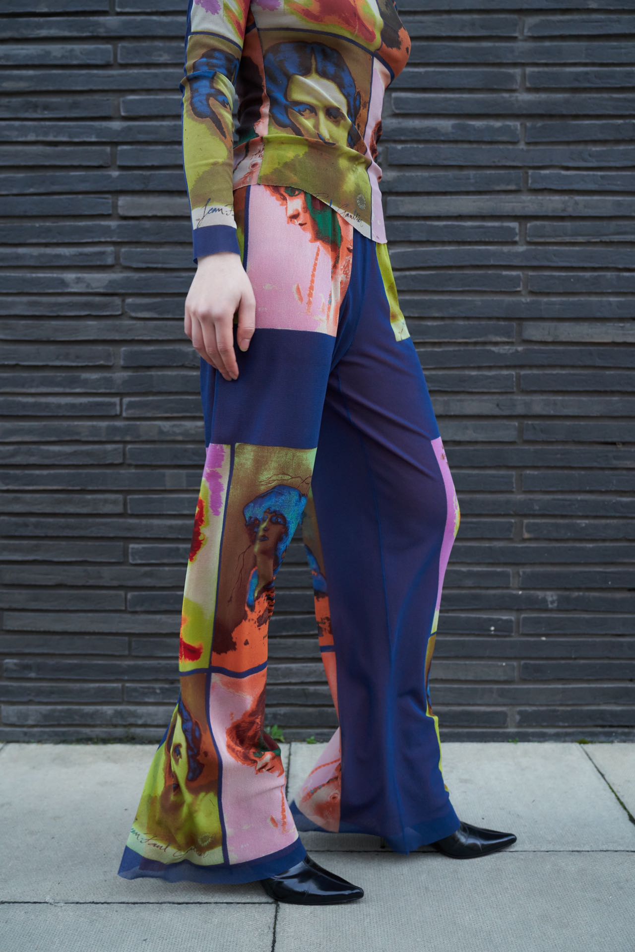Jean Paul Gaultier S/S 2002 “Portrait Print” Mesh Trousers