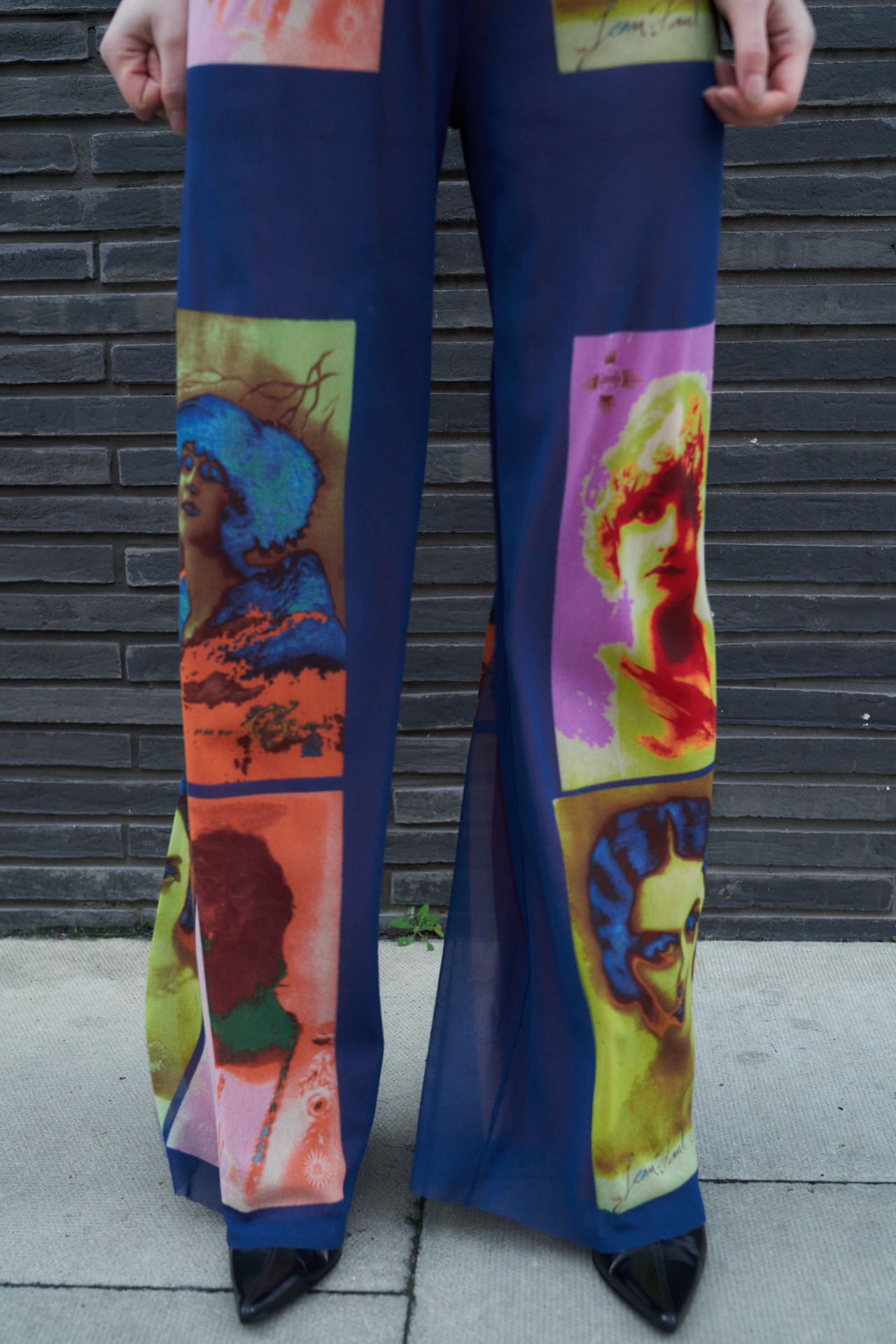 Jean Paul Gaultier S/S 2002 “Portrait Print” Mesh Trousers