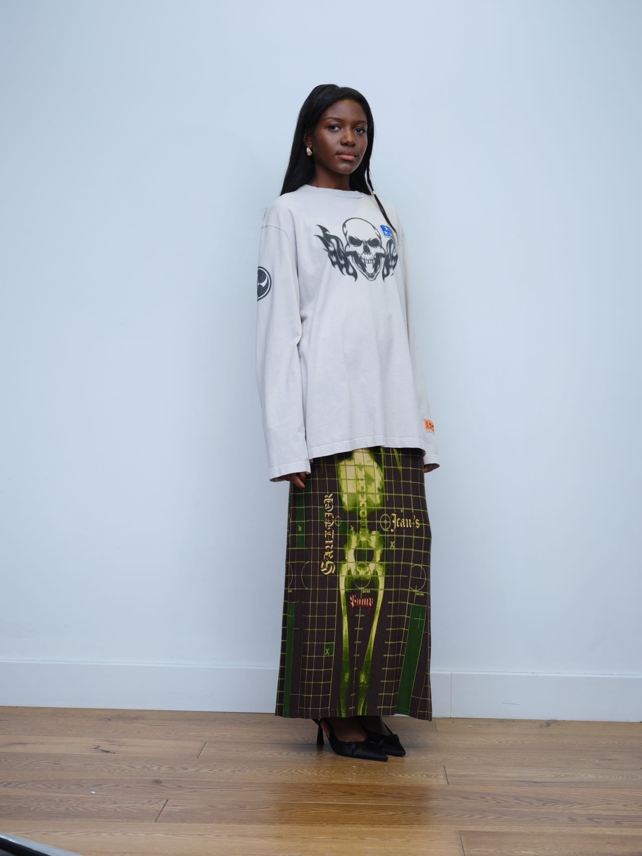 Heron Preston Skull Print Long Sleeve Tee
