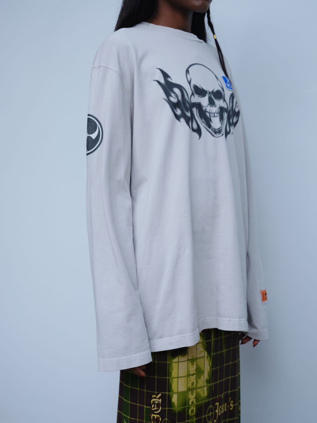 Heron Preston Skull Print Long Sleeve Tee