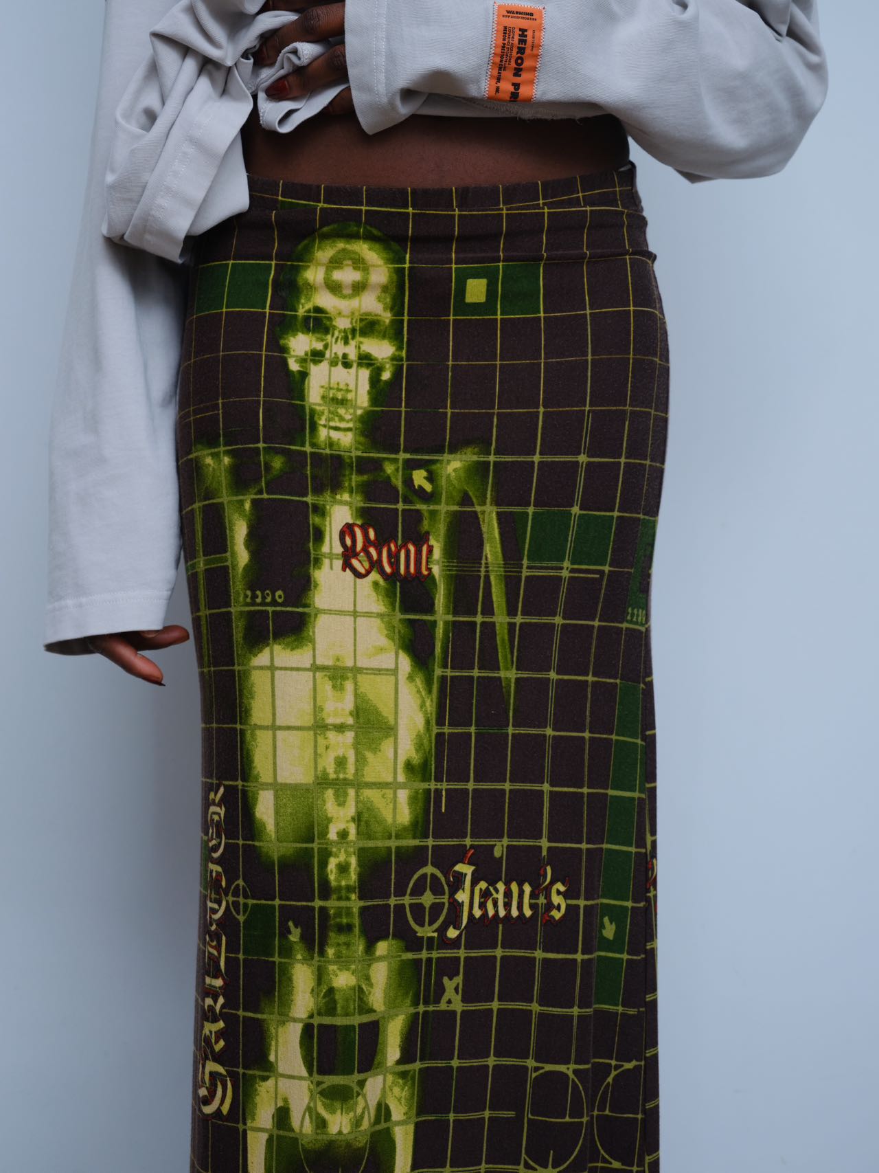 Jean Paul Gaultier S/S 1996 “Cyberbaba” X-ray Skeleton Mesh Skirt