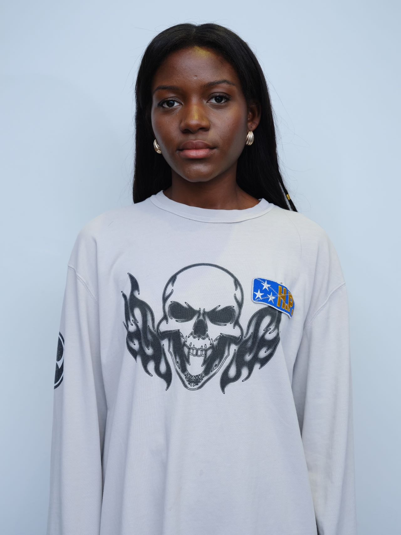 Heron Preston Skull Print Long Sleeve Tee