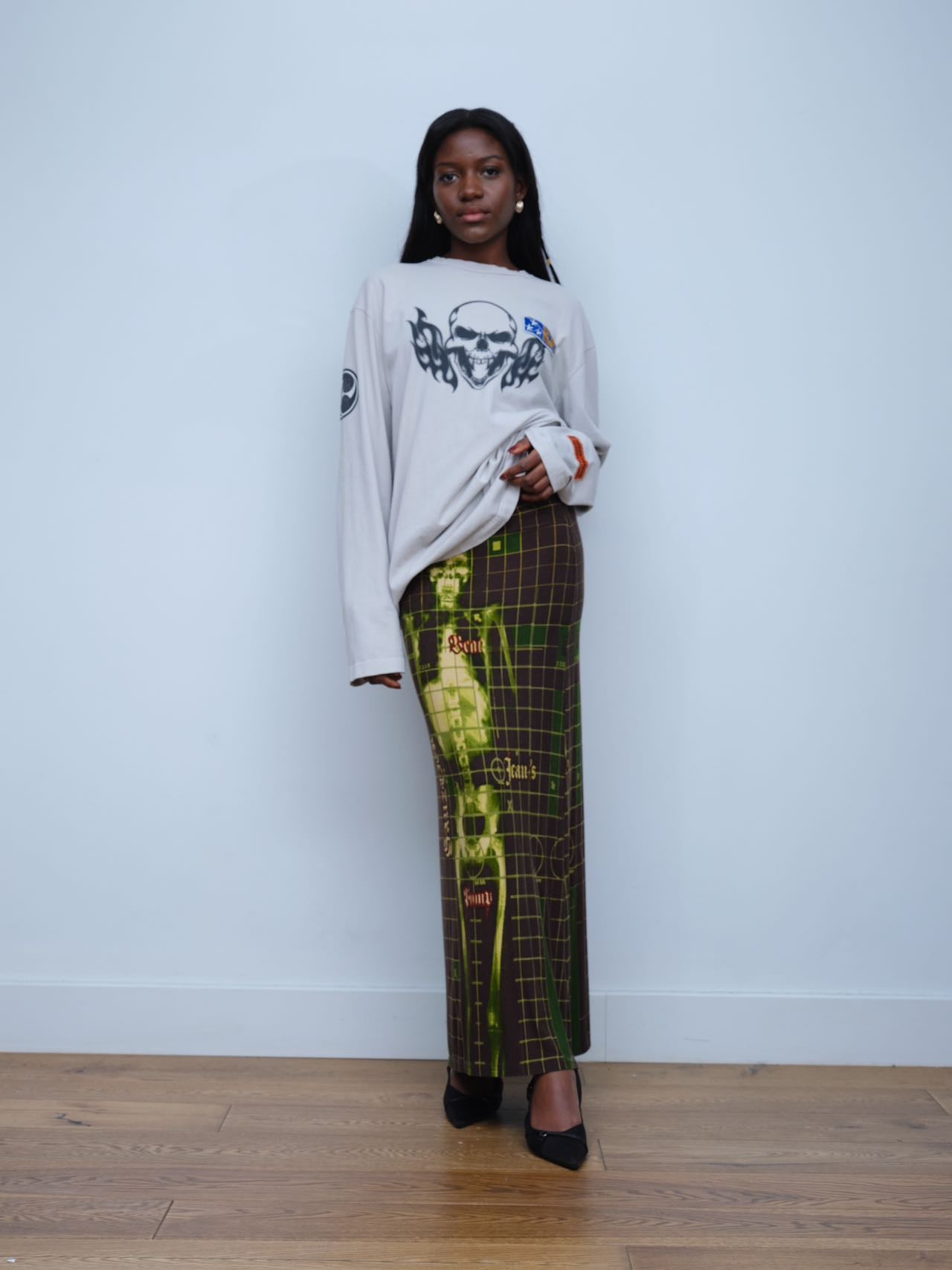 Jean Paul Gaultier S/S 1996 “Cyberbaba” X-ray Skeleton Mesh Skirt
