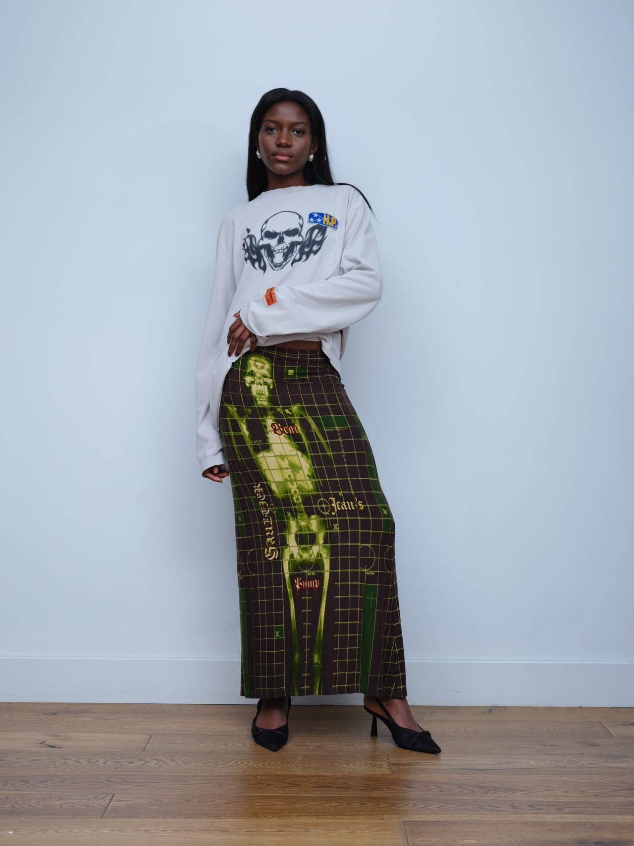 Jean Paul Gaultier S/S 1996 “Cyberbaba” X-ray Skeleton Mesh Skirt