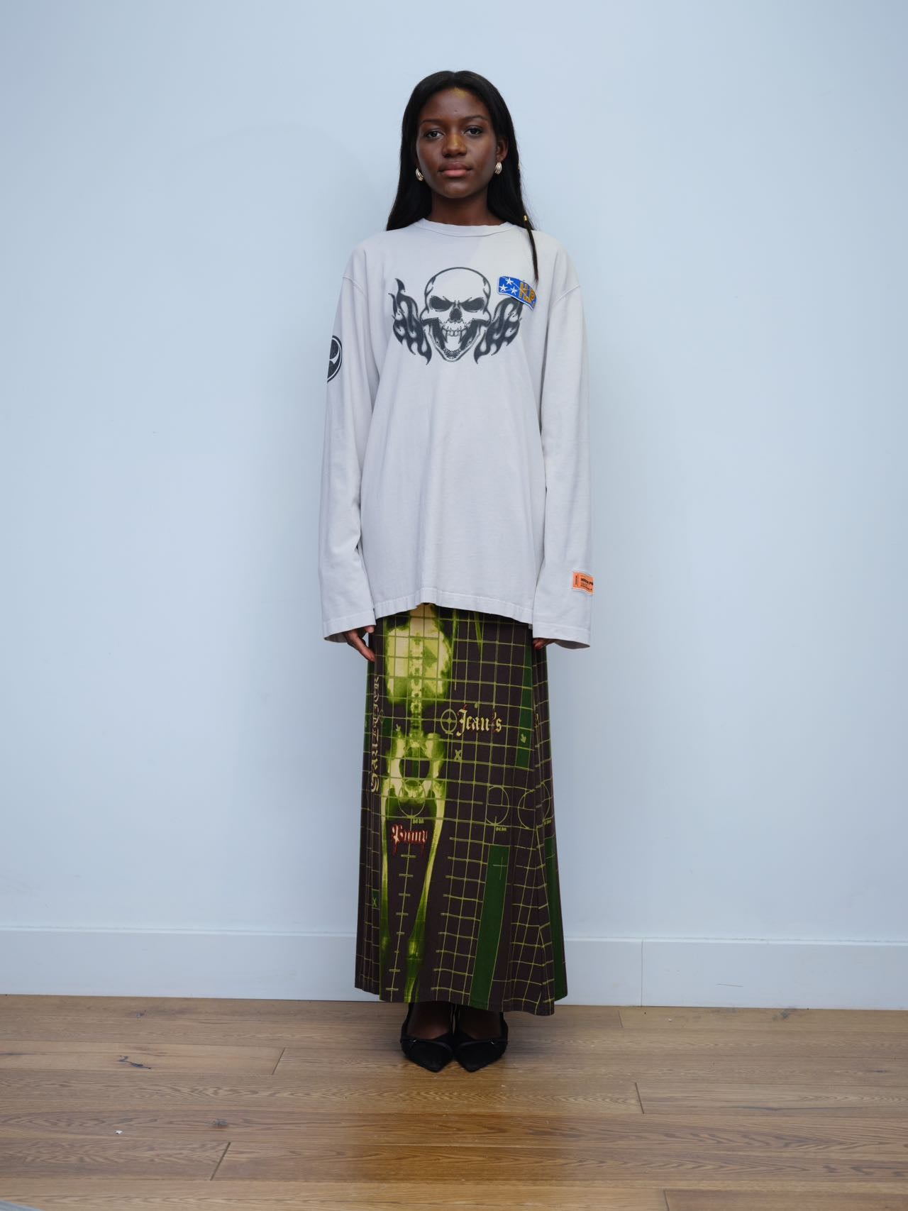 Heron Preston Skull Print Long Sleeve Tee