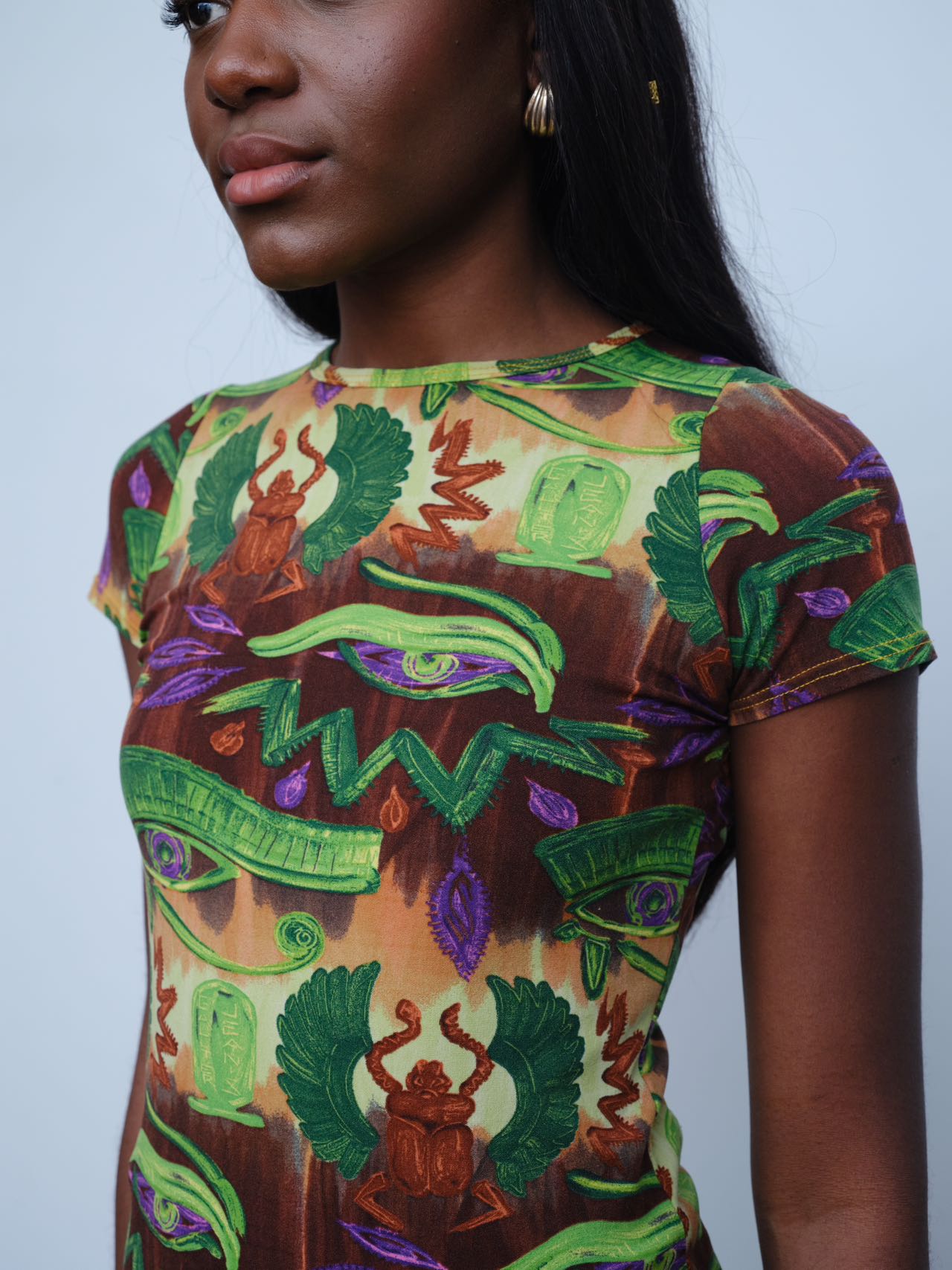 Jean Paul Gaultier Gothic-Eye Print Dress