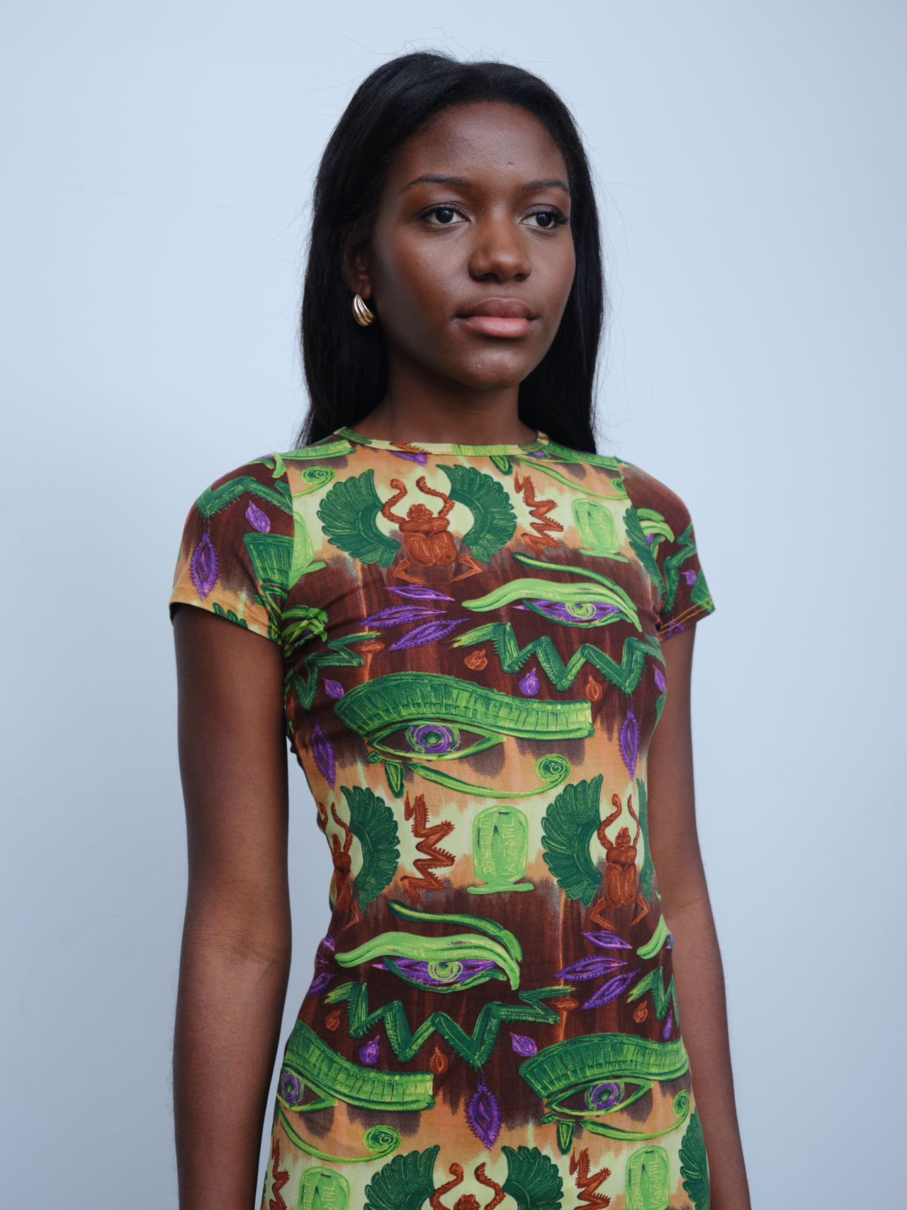 Jean Paul Gaultier Gothic-Eye Print Dress