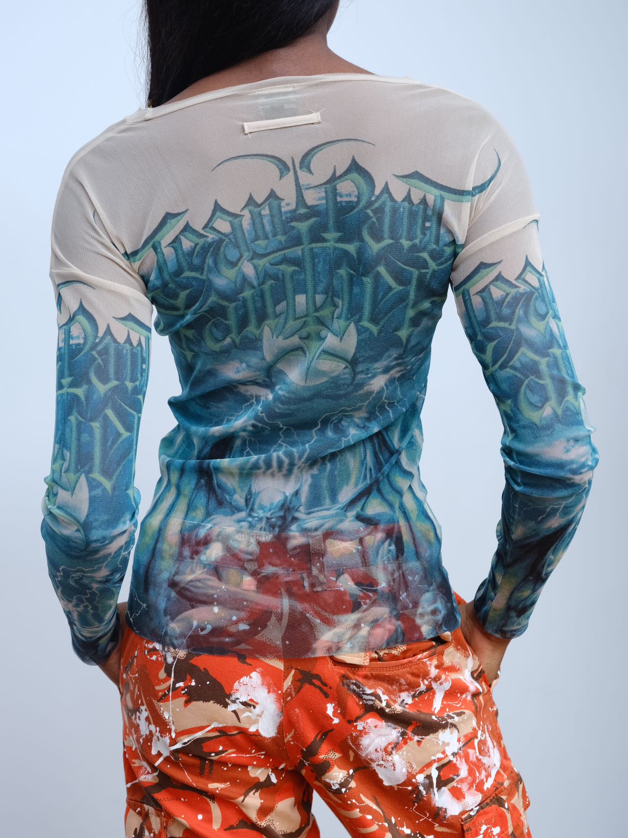 Jean Paul Gaultier Rare Green Satanic Mesh Top